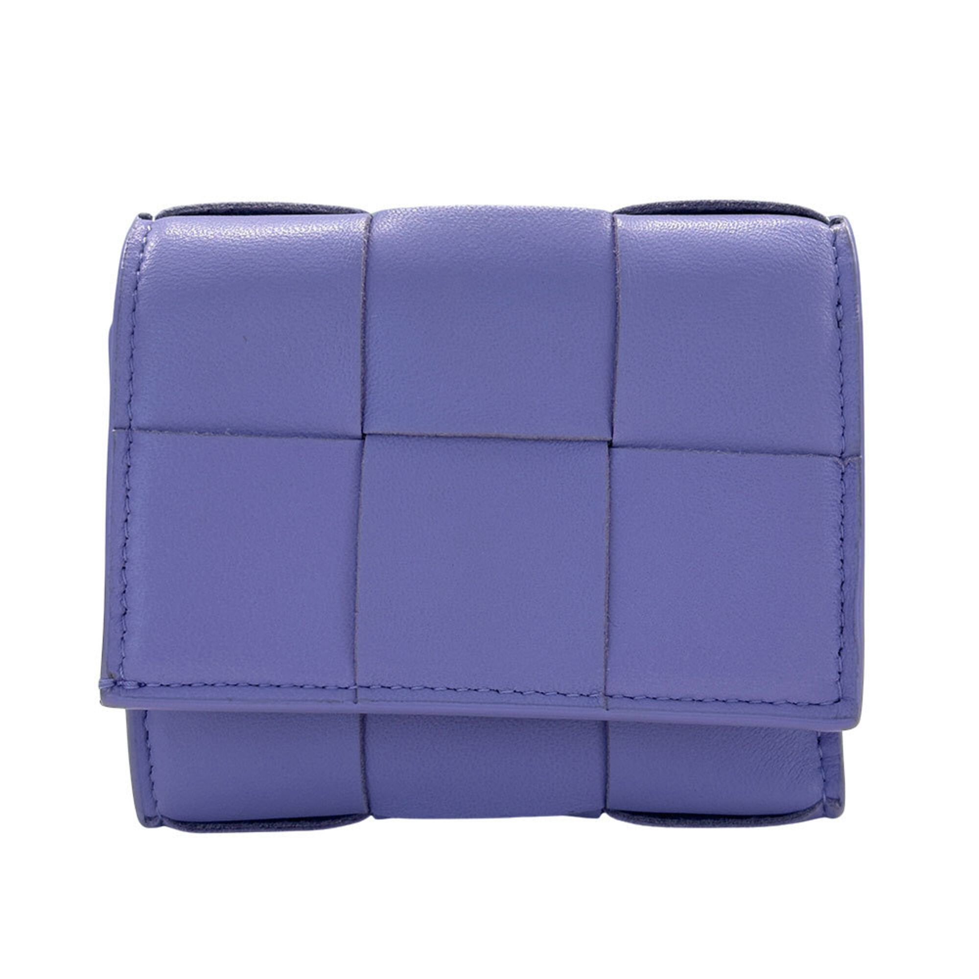 Bottega Veneta Purple Leather Wallet (Tri-Fold) (Pre-Owned)