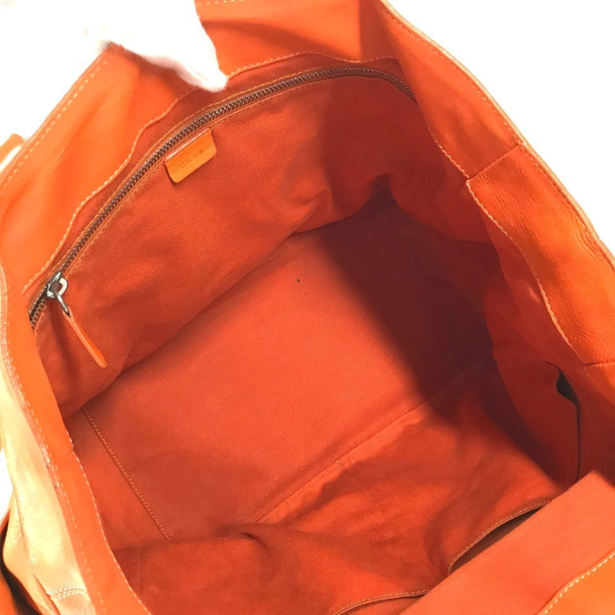 Celine Orange Leather Handbag Shoulder Bag Tote Bag (Pre-Owned)