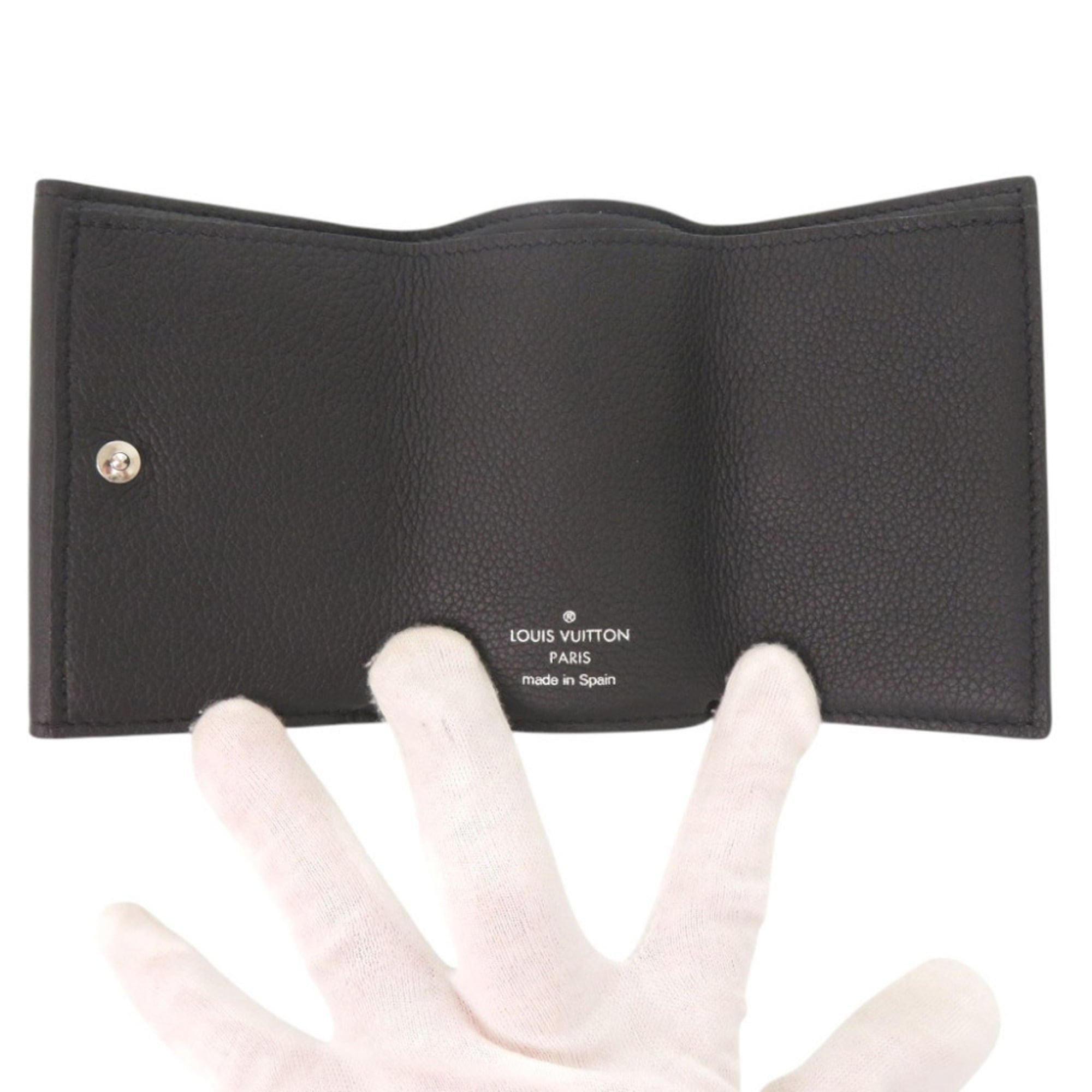 Louis Vuitton Noir Leather Wallet (Tri-Fold) (Pre-Owned)