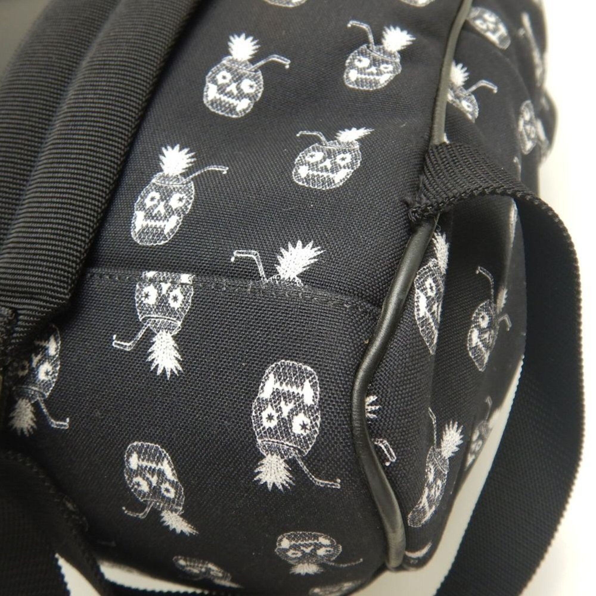 Saint Laurent Black White Canvas Backpack (Pre-Owned)