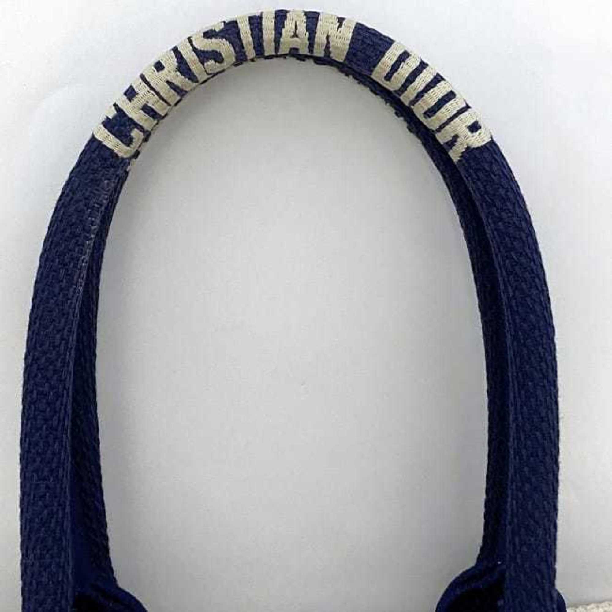 Christian Dior Navy Red Color White Canvas Handbag (Pre-Owned)