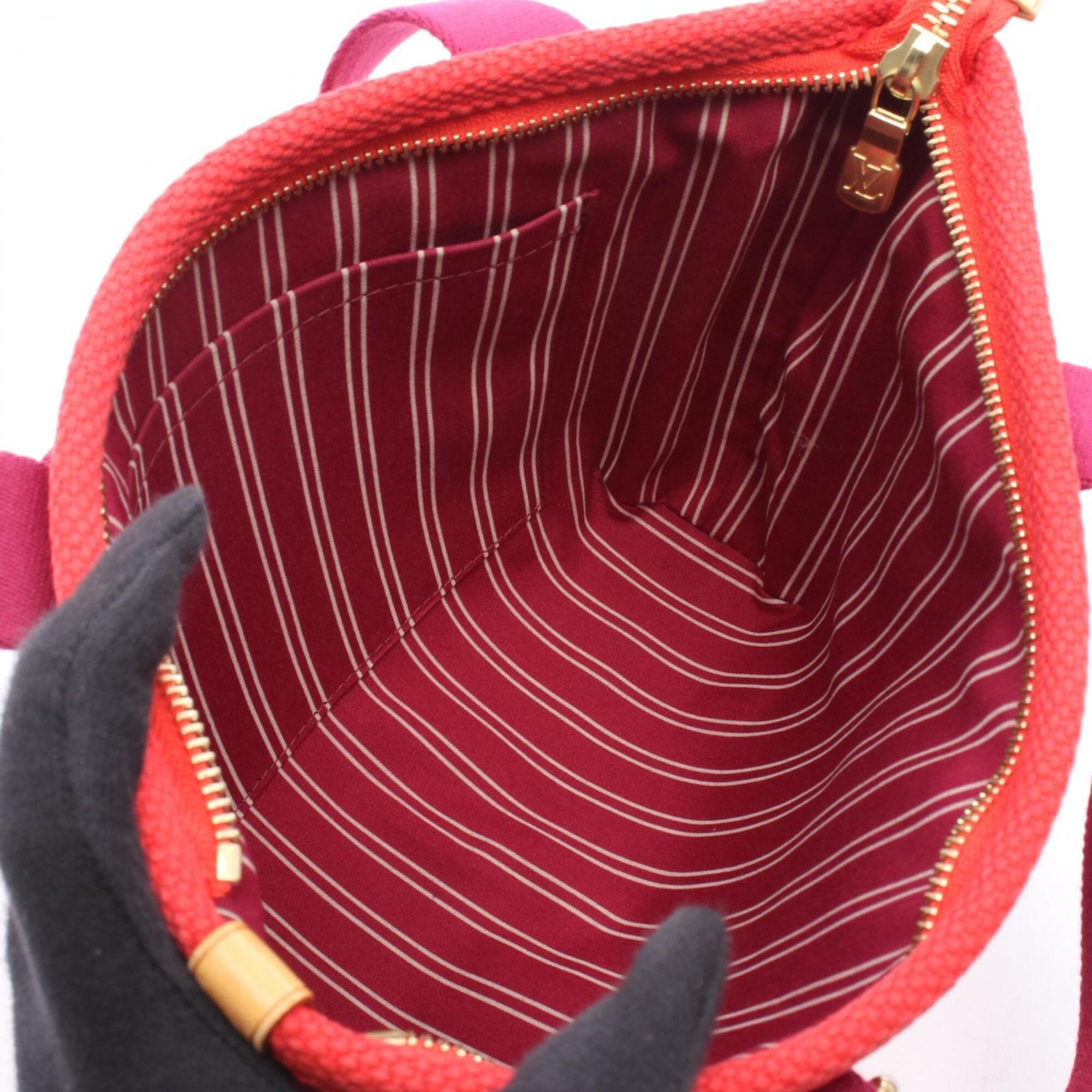 Louis Vuitton Purple Red Color Canvas Leather Handbag Tote Bag (Pre-Owned)