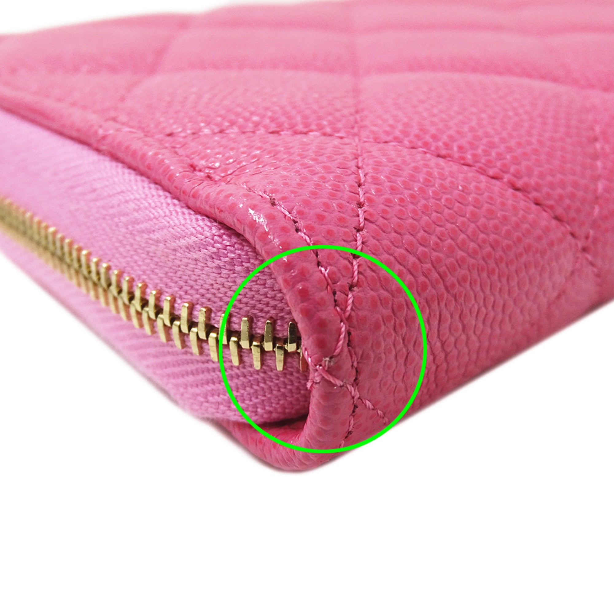 Chanel Pink Grained Calfskin Long Wallet (Bi-Fold) (Pre-Owned)