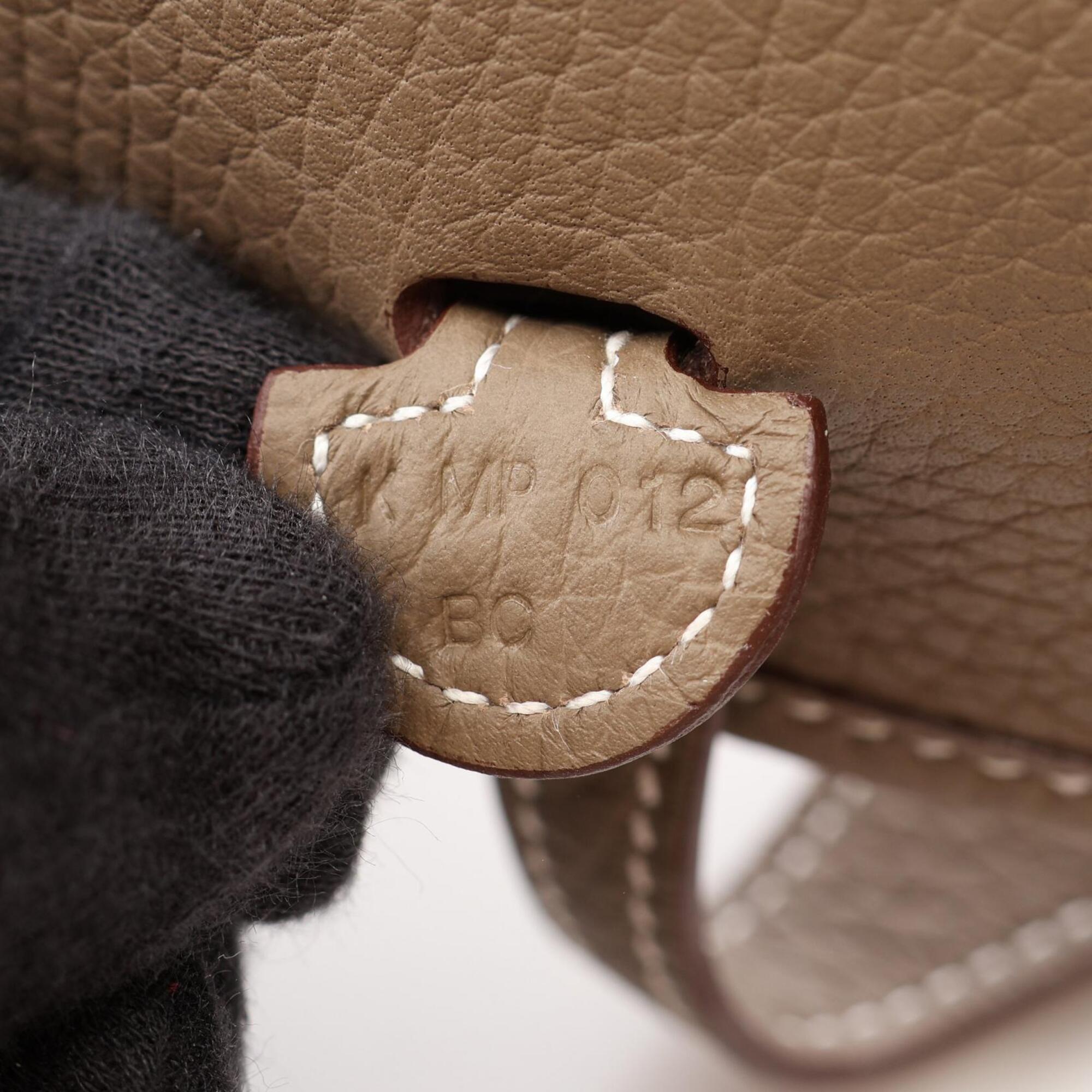 Hermes Beige Etoupe Gray Taurillon Clemence Leather Handbag Shoulder Bag (Pre-Owned)