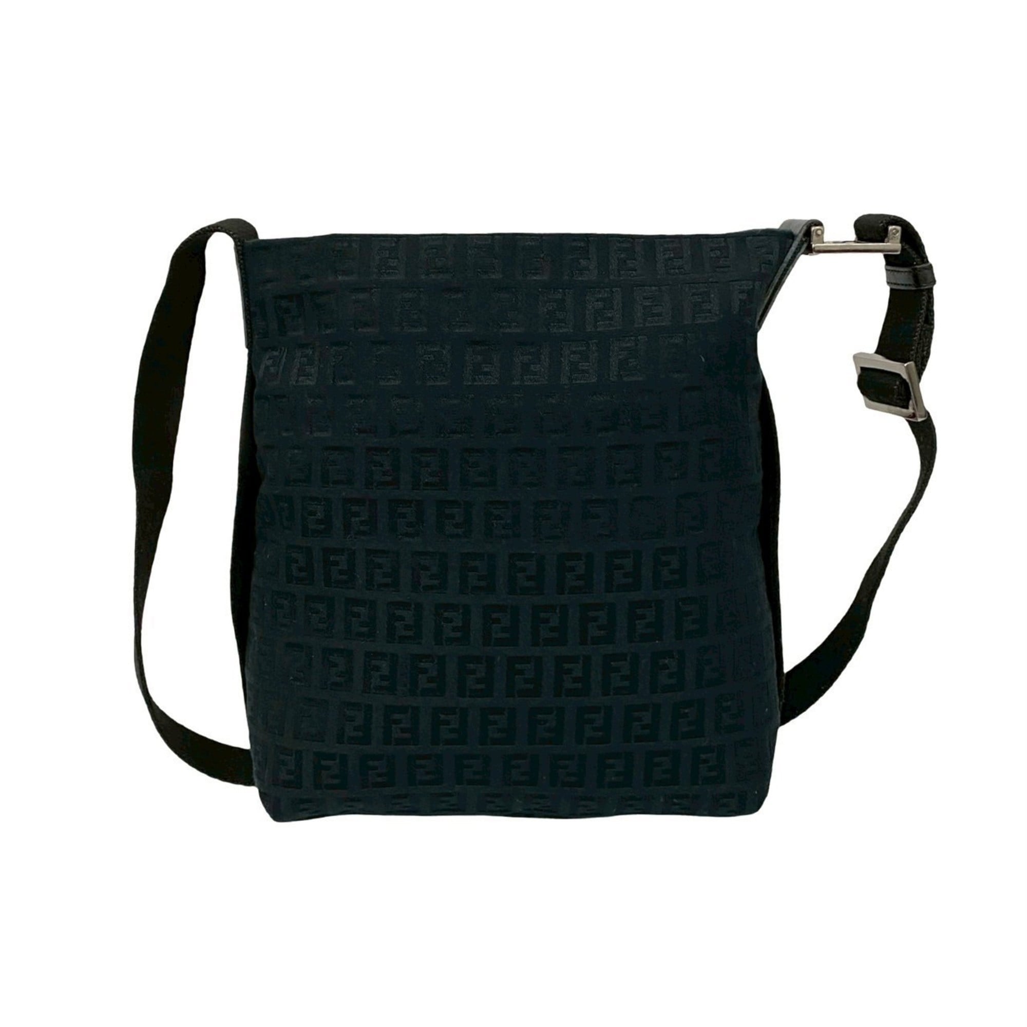 Fendi Black Canvas Nylon Leather Shoulder Bag Tote Bag (Pre-Owned)