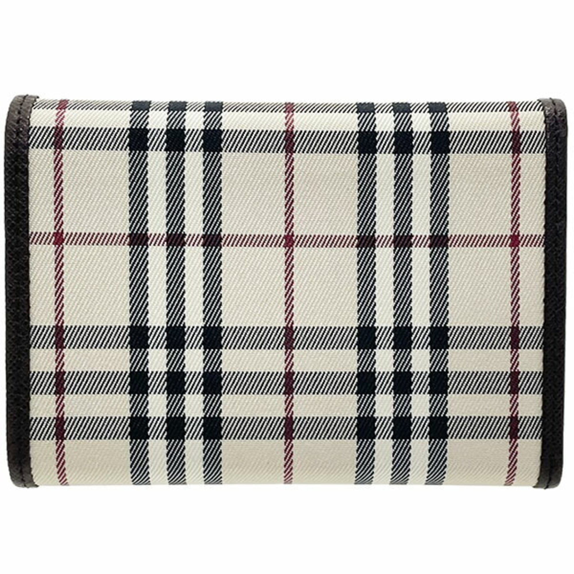 Burberry Light Beige Nylon Leather Wallet (Tri-Fold) (Pre-Owned)