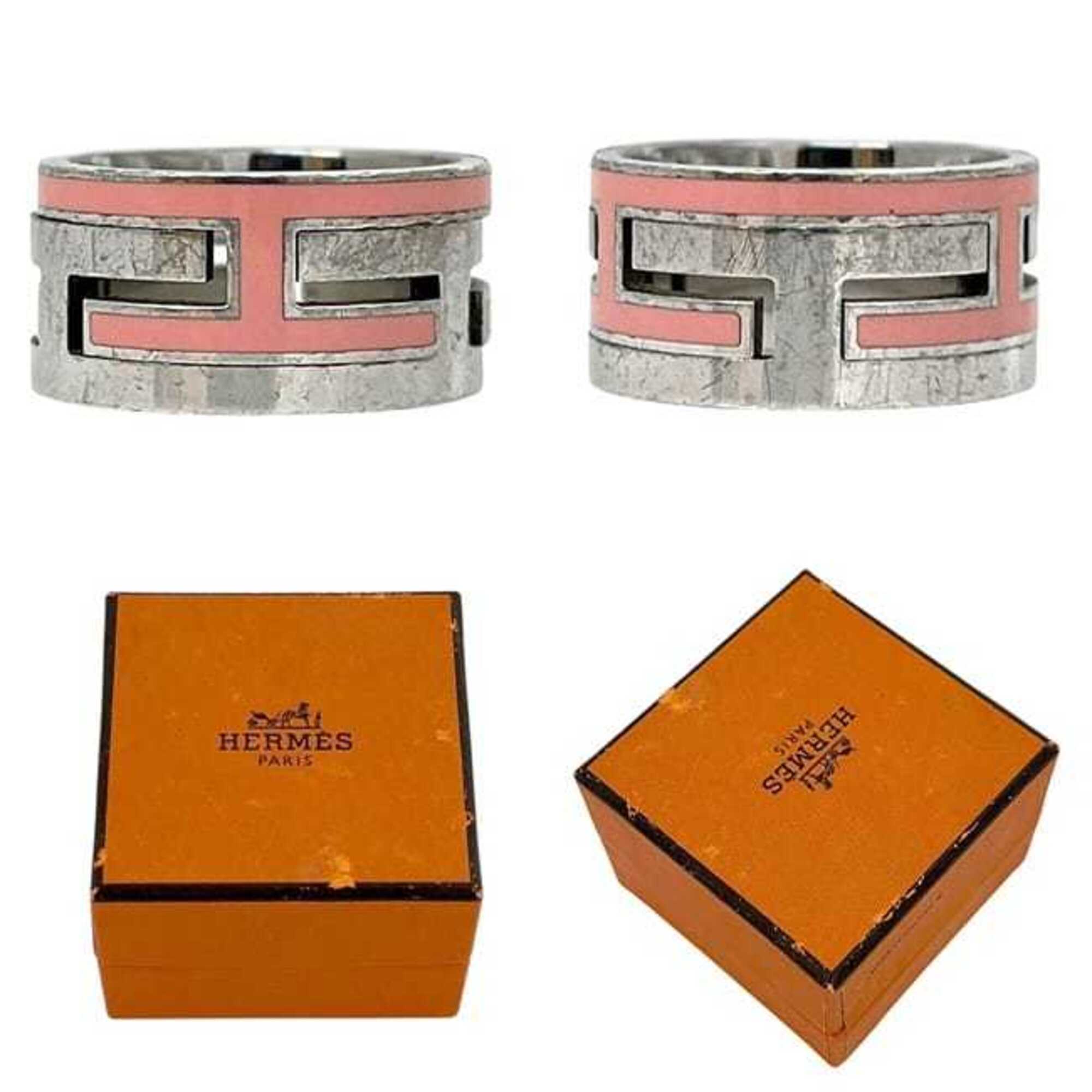Hermes Silver Pink Silver 925 Band Ring (Pre-Owned)