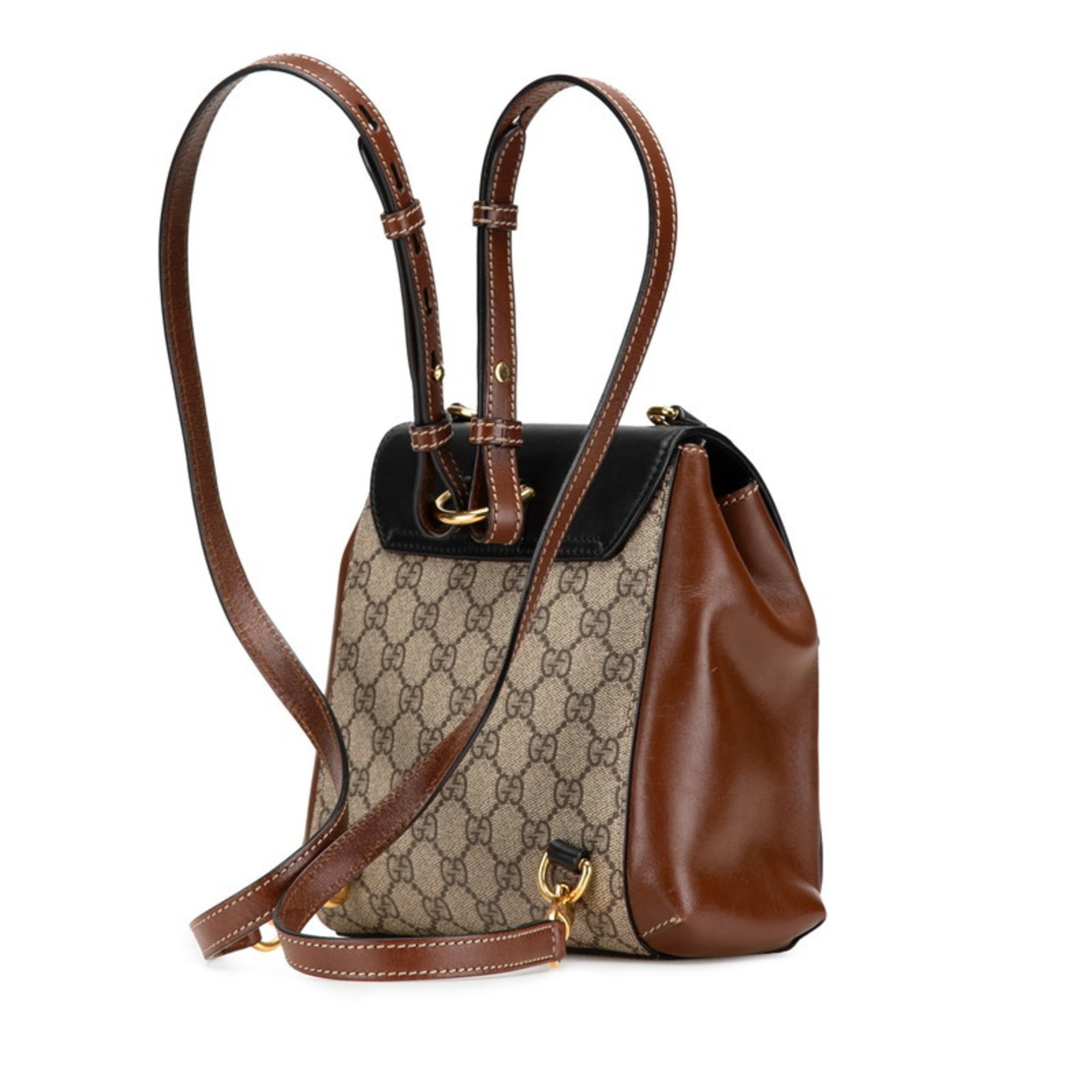 Gucci Beige Black Brown Pvc Leather Backpack (Pre-Owned)