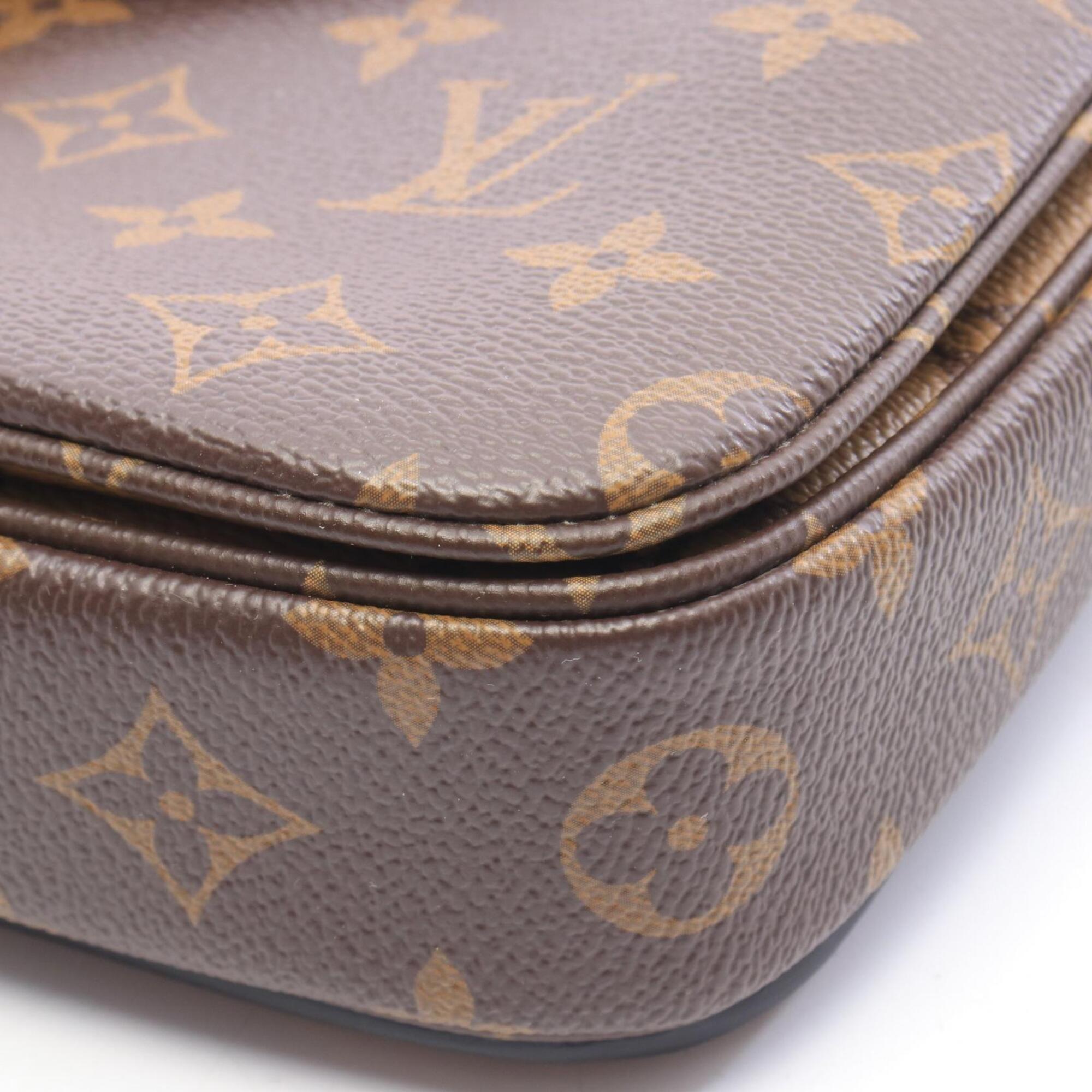 Louis Vuitton Black Brown Coated Canvas Leather Handbag Pochette (Pre-Owned)