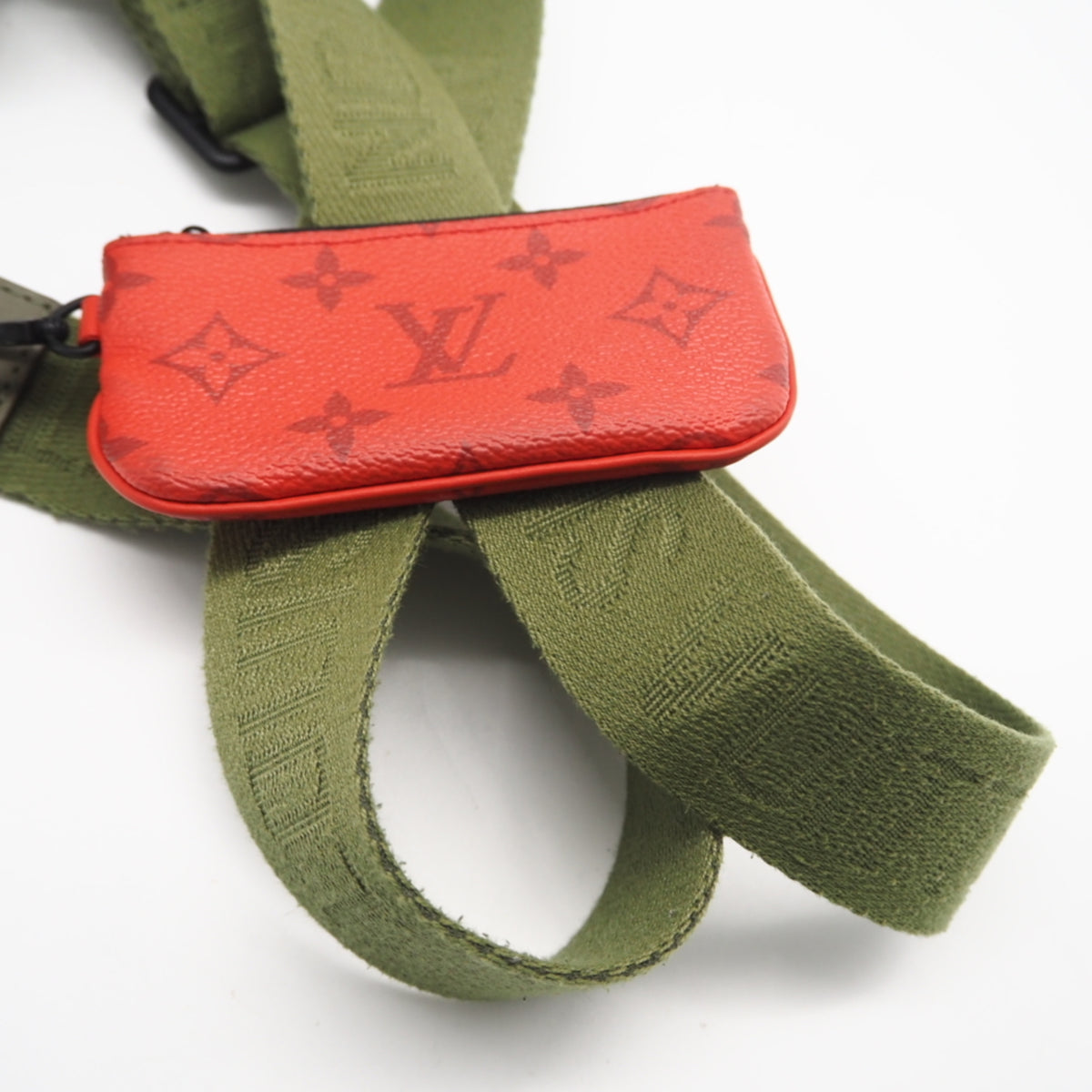 Louis Vuitton Khaki Monogram Red Color Monogram Pouch Shoulder Bag (Pre-Owned)