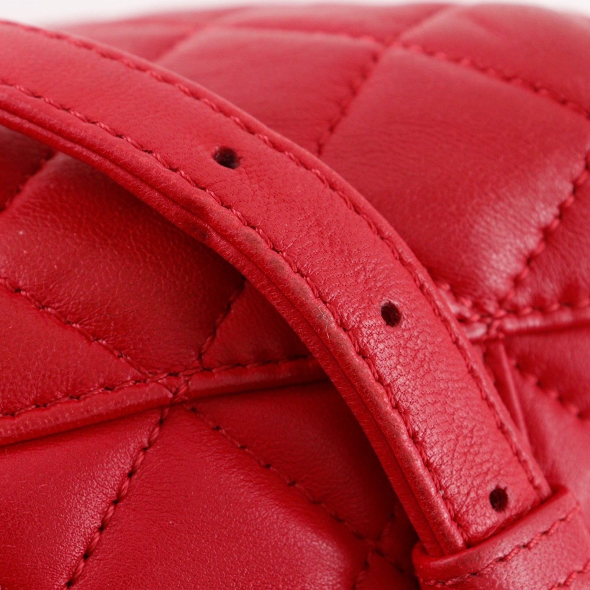 Chanel Matelasse Red Color Leather Backpack (Pre-Owned)