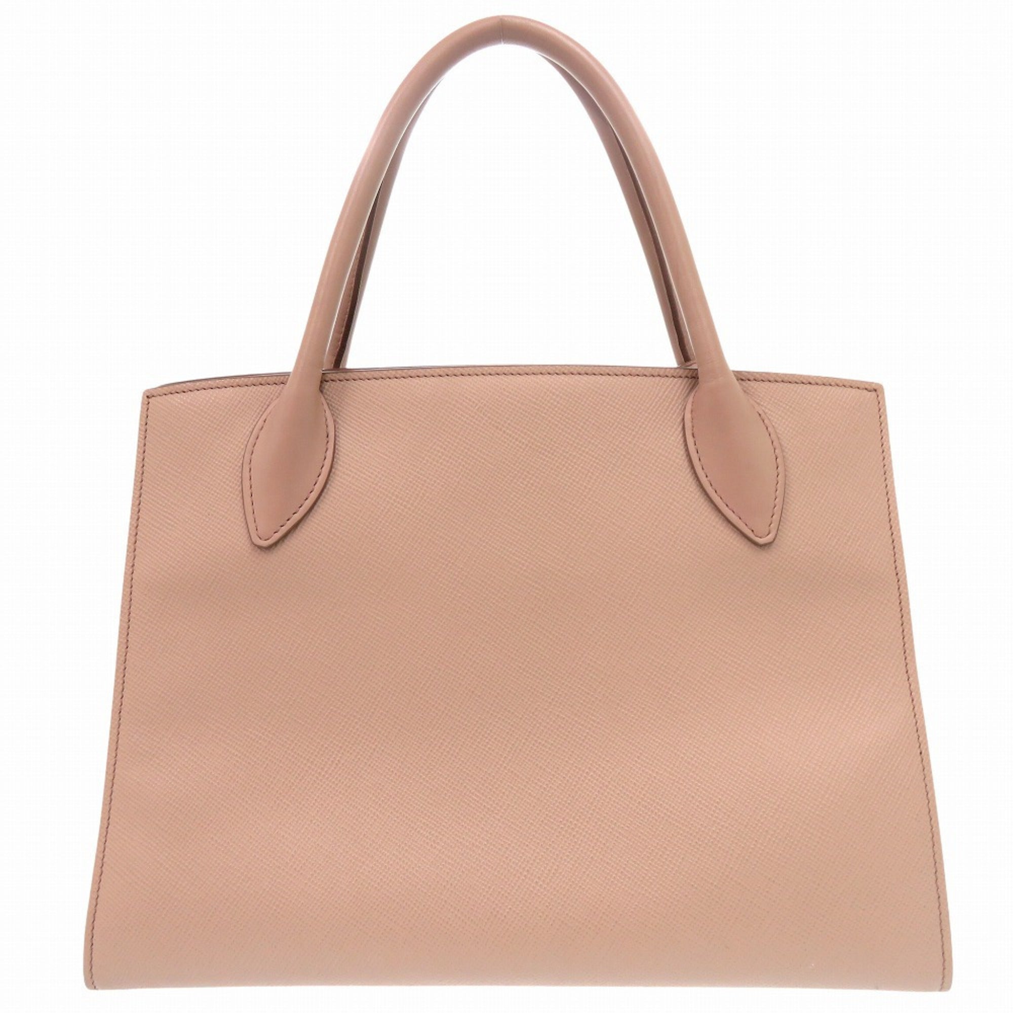 Prada Pink Beige Leather Saffiano Handbag (Pre-Owned)