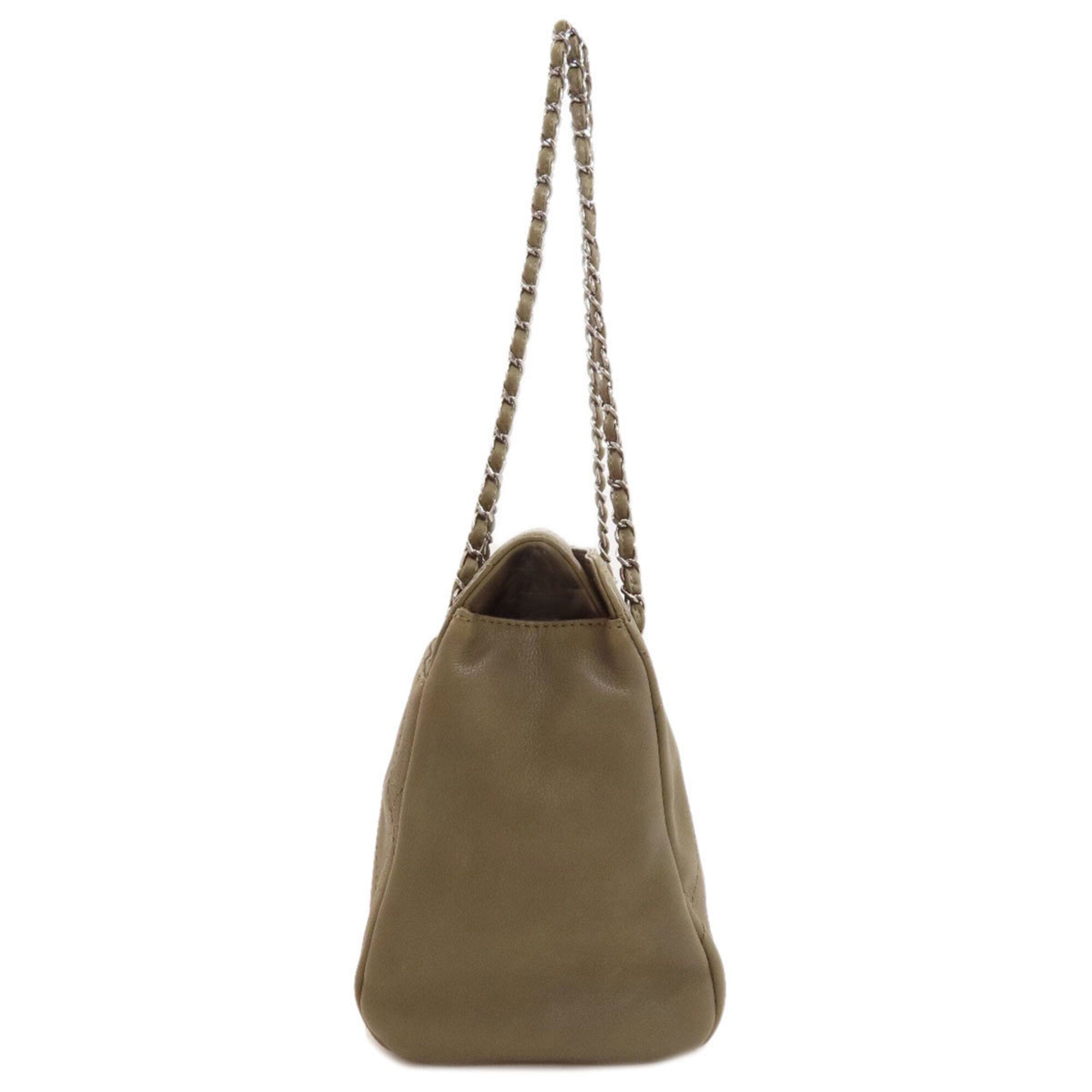 Chanel Khaki Leather Tote Bag (Pre-Owned)