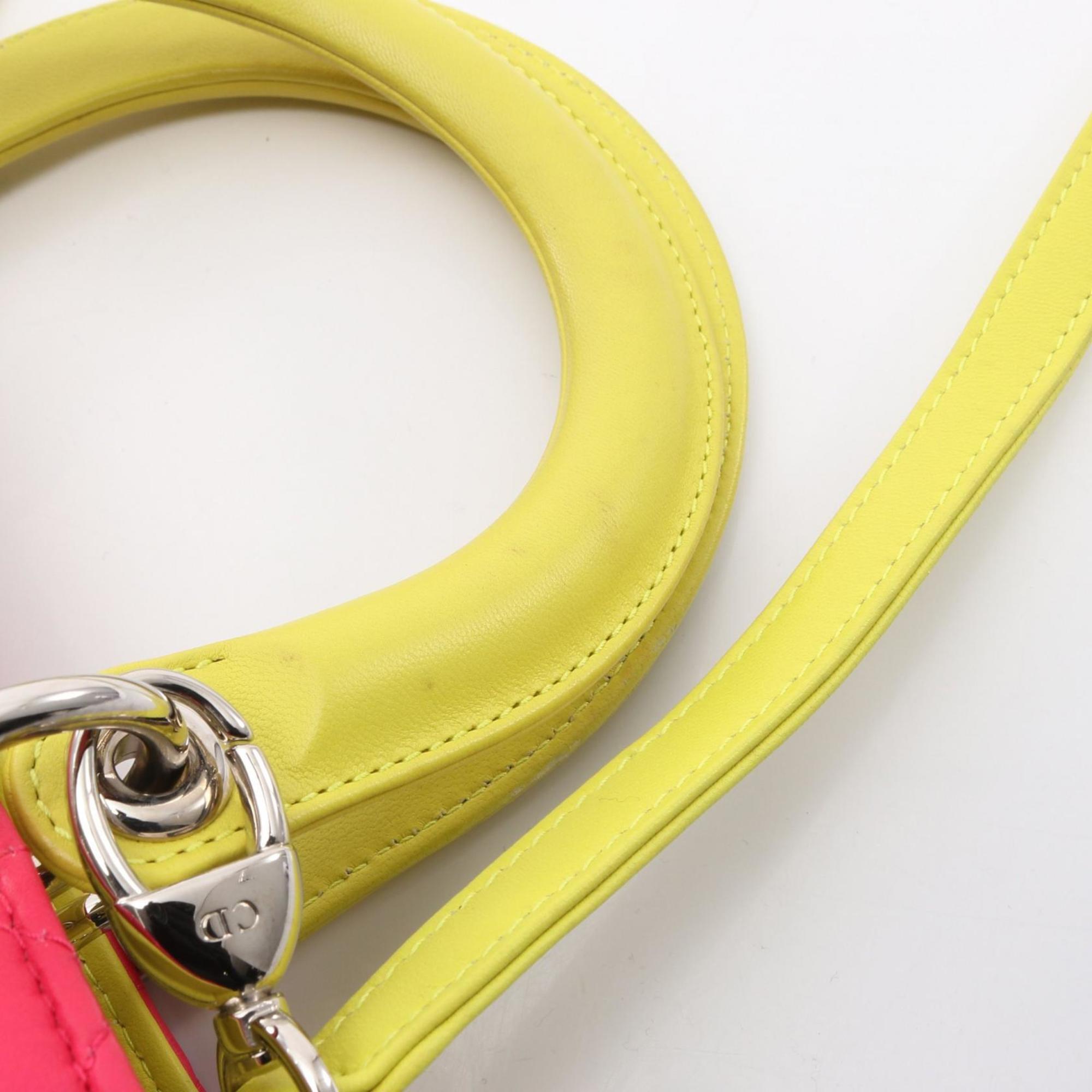 Christian Dior Blue Pink Yellow Leather Handbag (Pre-Owned)