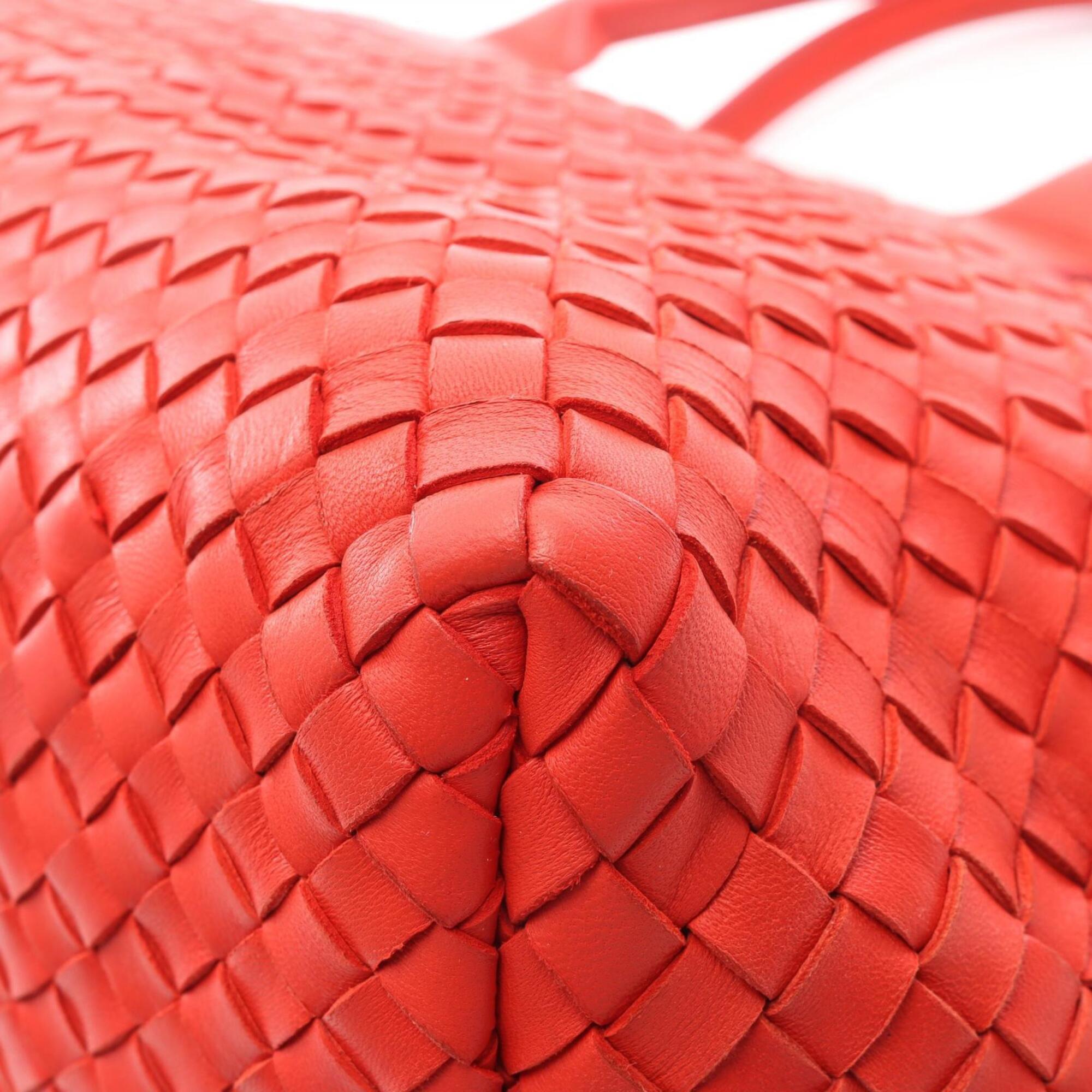 Bottega Veneta Red Color Leather Handbag Pouch Tote Bag (Pre-Owned)
