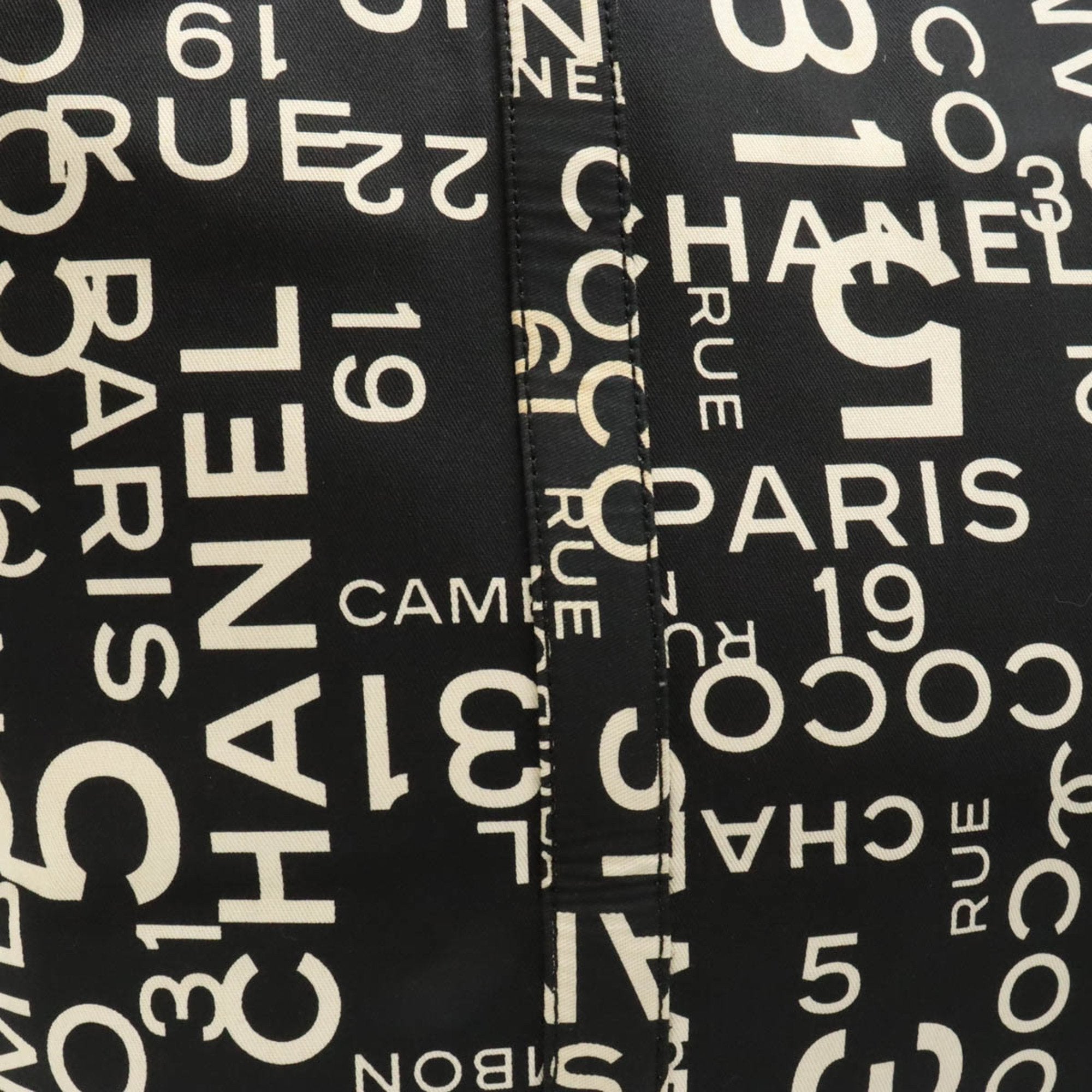 Chanel Black Ivory Canvas Shoulder Bag Tote Bag (Pre-Owned)