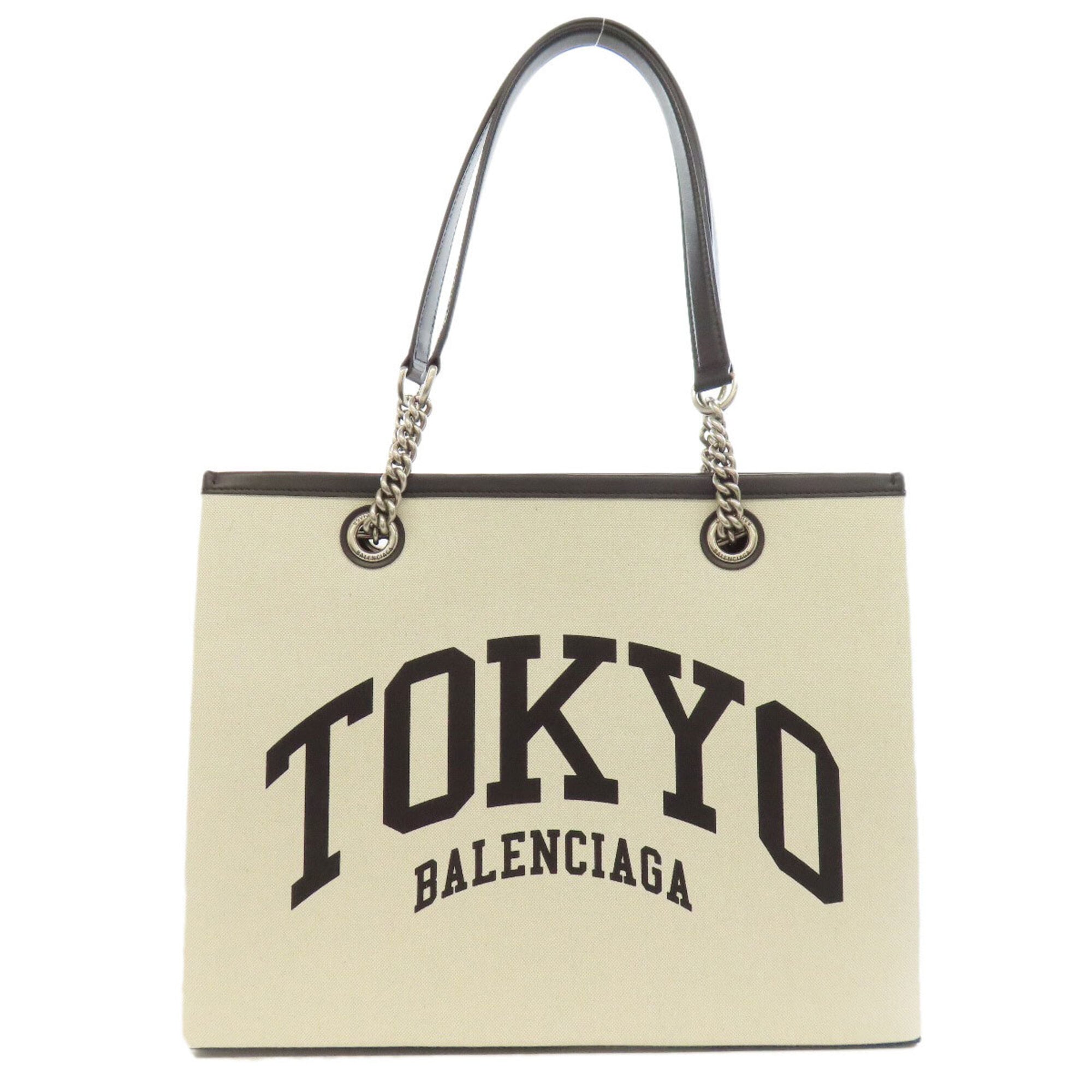 Balenciaga Black White Canvas Tote Bag (Pre-Owned)