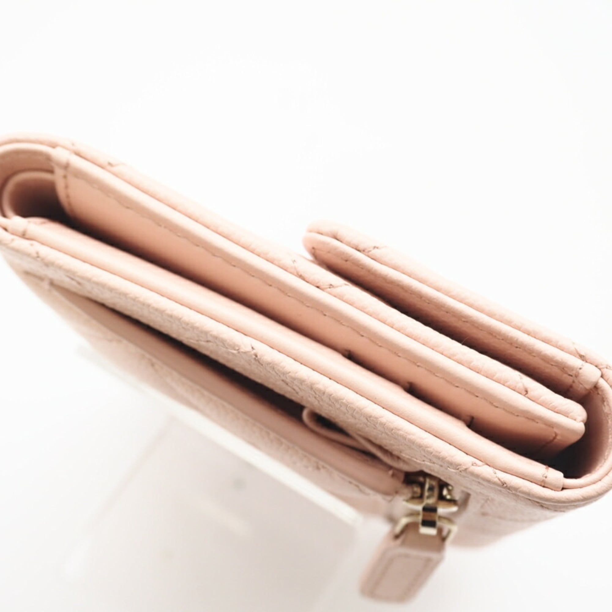 Chanel Matelasse Pink Leather Wallet (Tri-Fold) (Pre-Owned)