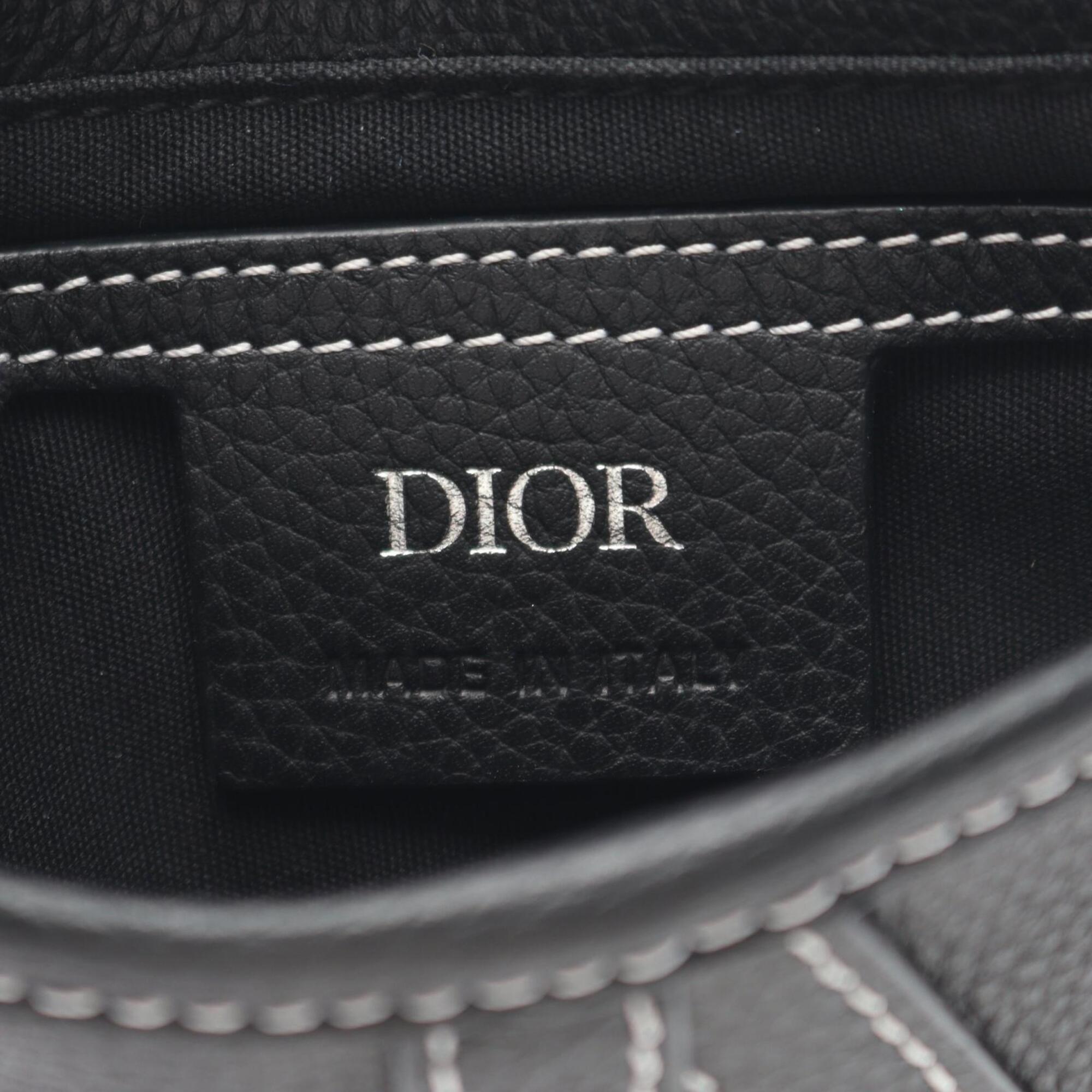 Christian Dior Black Leather Handbag Saddle Bag Shoulder Bag (Pre-Owned)