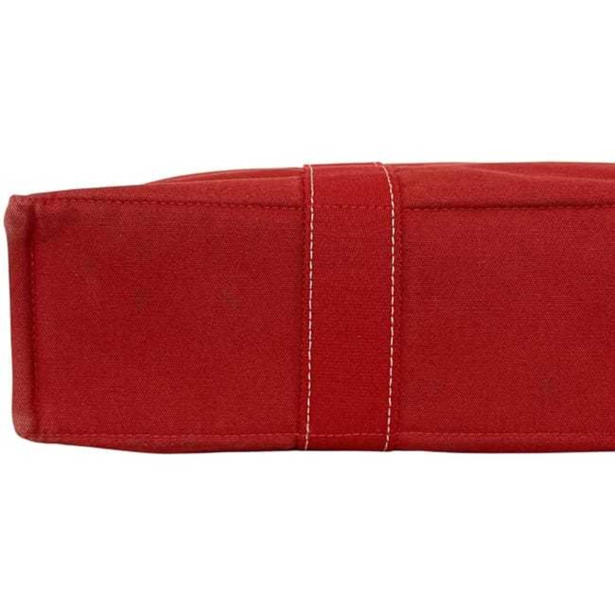 Hermes Red Color Cotton Canvas Tote Bag (Pre-Owned)