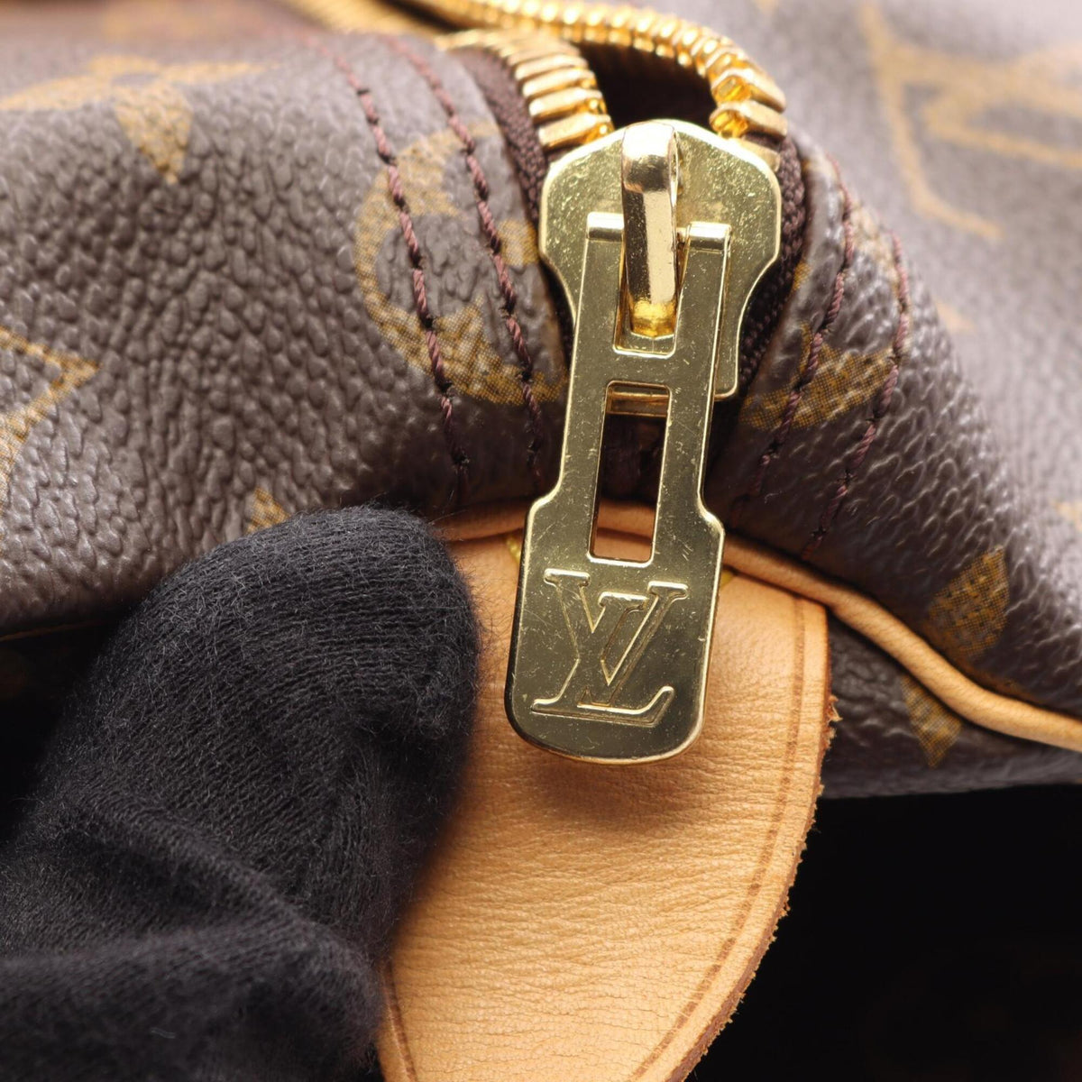 Louis Vuitton Brown Coated Canvas Leather Monogram Boston Bag Handbag (Pre-Owned)