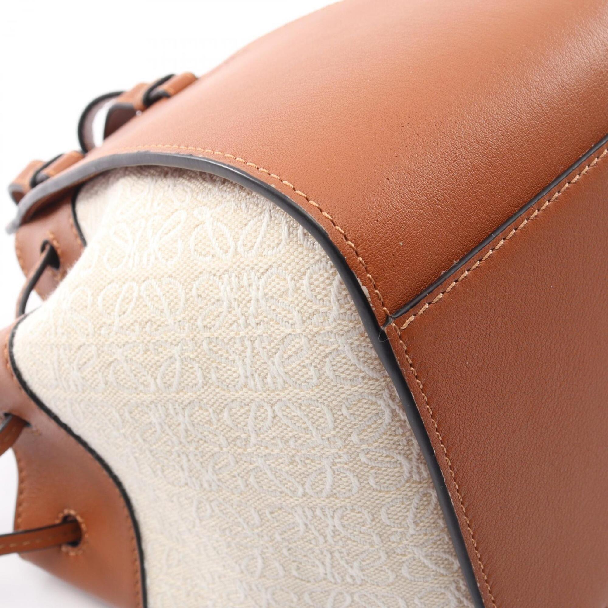 Loewe Brown Ivory Canvas Leather Handbag (Pre-Owned)