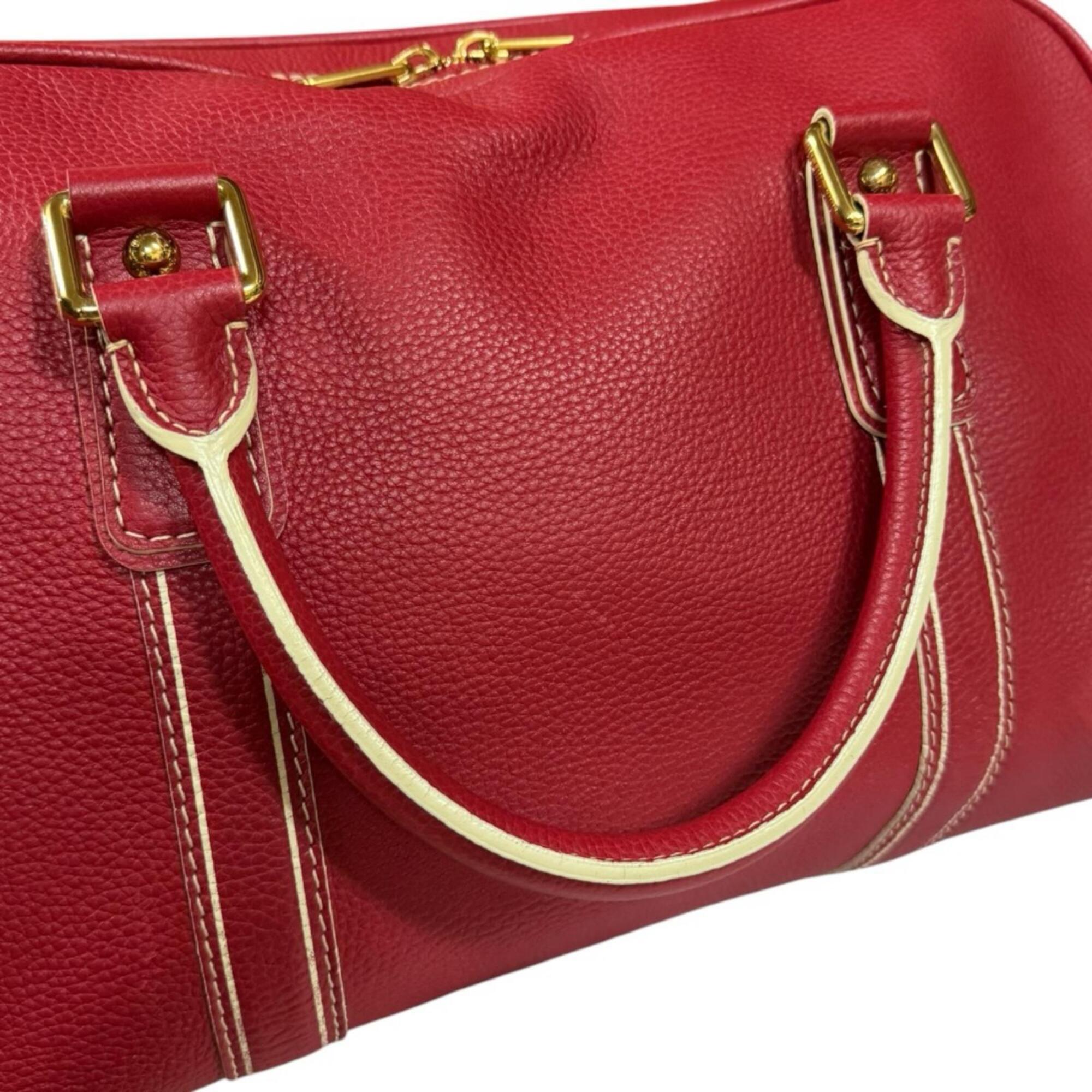 Louis Vuitton Red Color Leather Boston Bag (Pre-Owned)