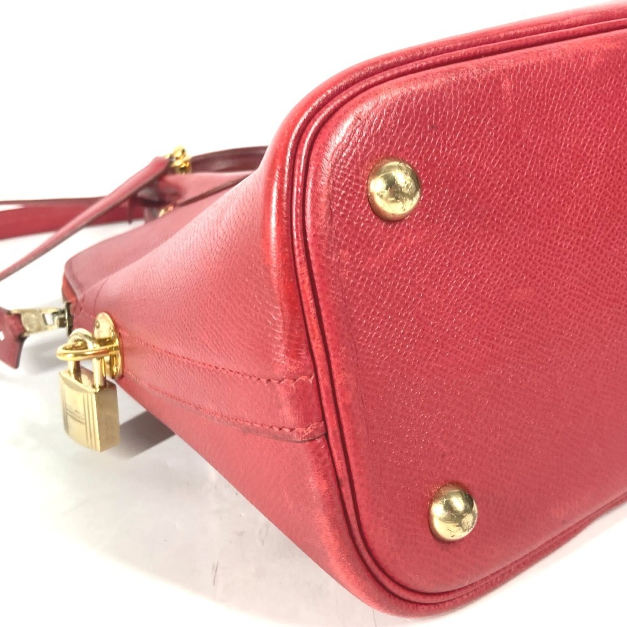 Hermes Red Color Courchevel Leather Handbag Shoulder Bag Tote Bag (Pre-Owned)