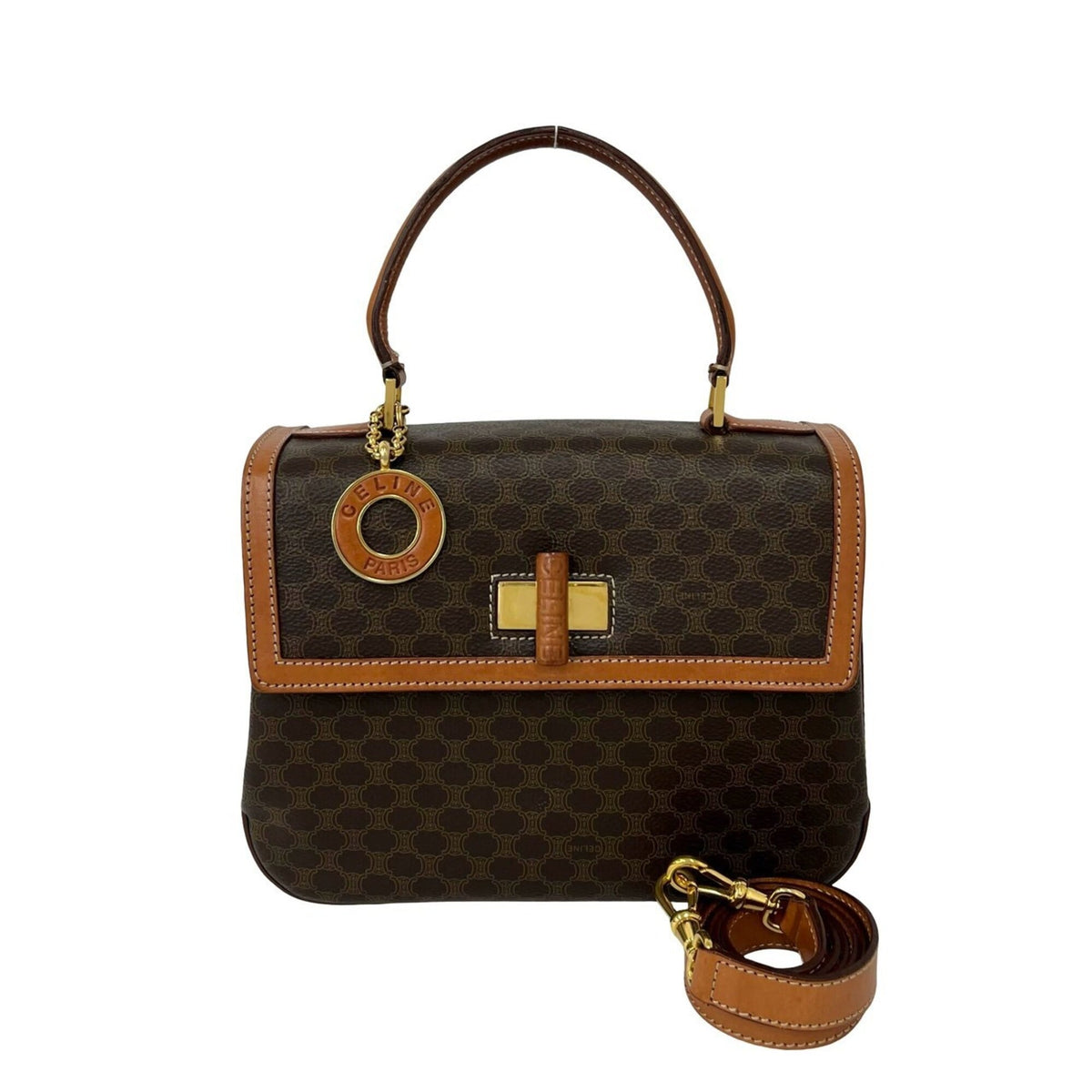 Celine Brown Leather Pvc Handbag Shoulder Bag (Pre-Owned)