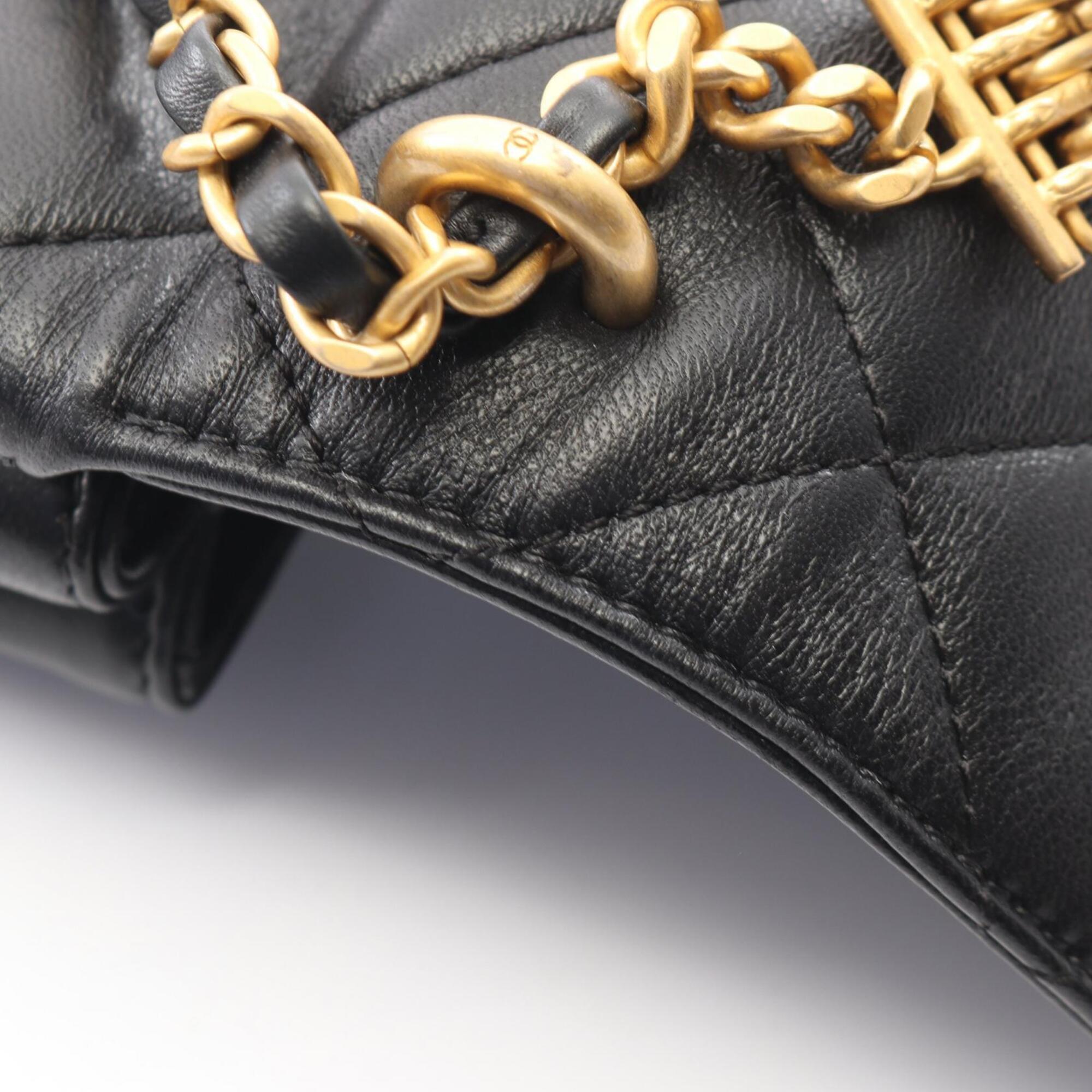 Chanel Black Leather Handbag Shoulder Bag (Pre-Owned)
