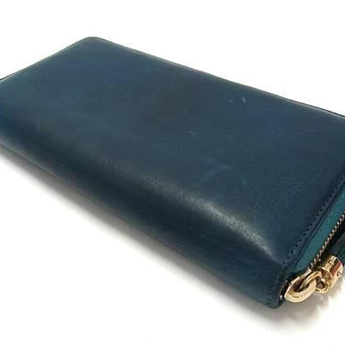 Gucci Blue Green Leather Long Wallet (Bi-Fold) (Pre-Owned)