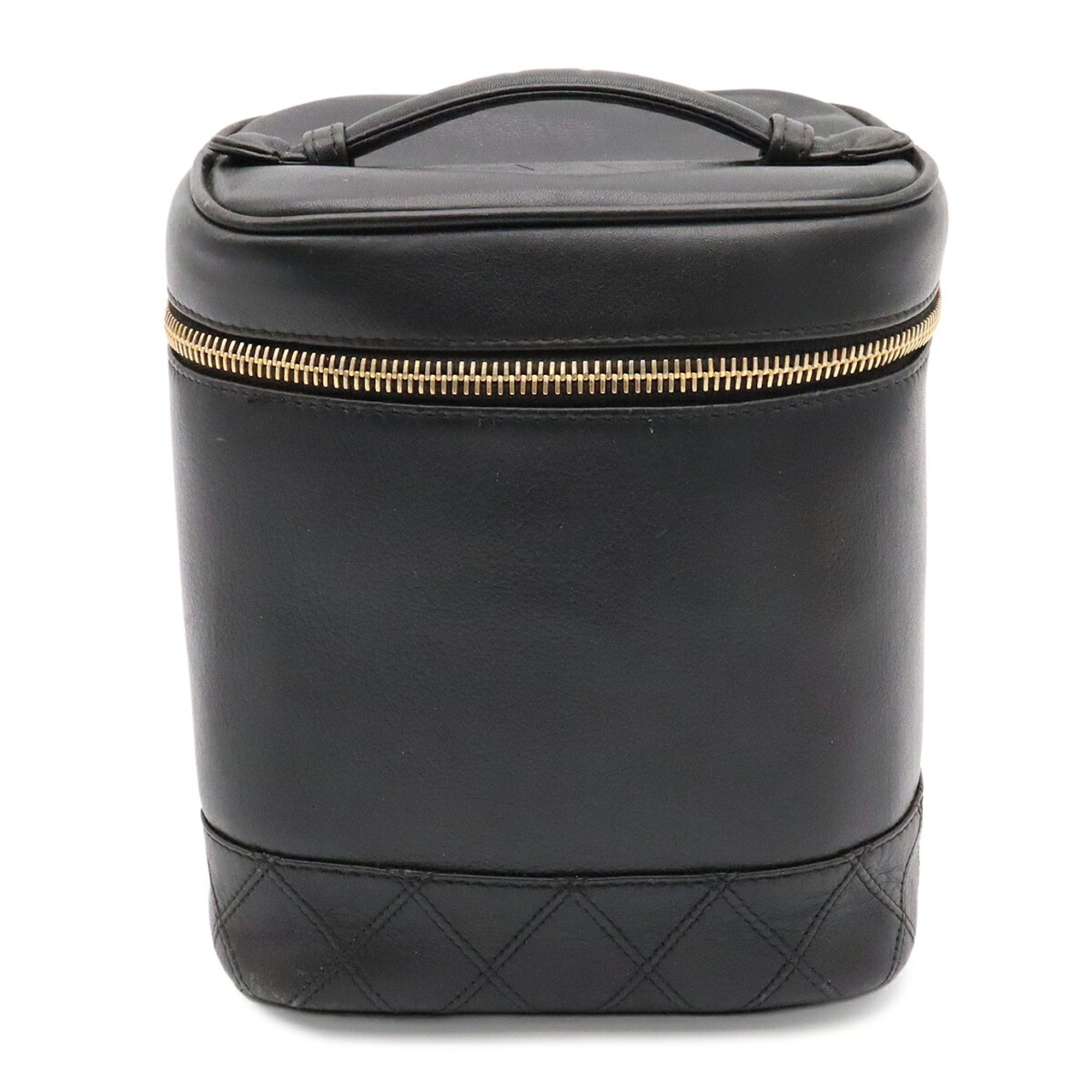 Chanel Bicolor Black Leather Handbag Pouch Vanity Bag (Pre-Owned)