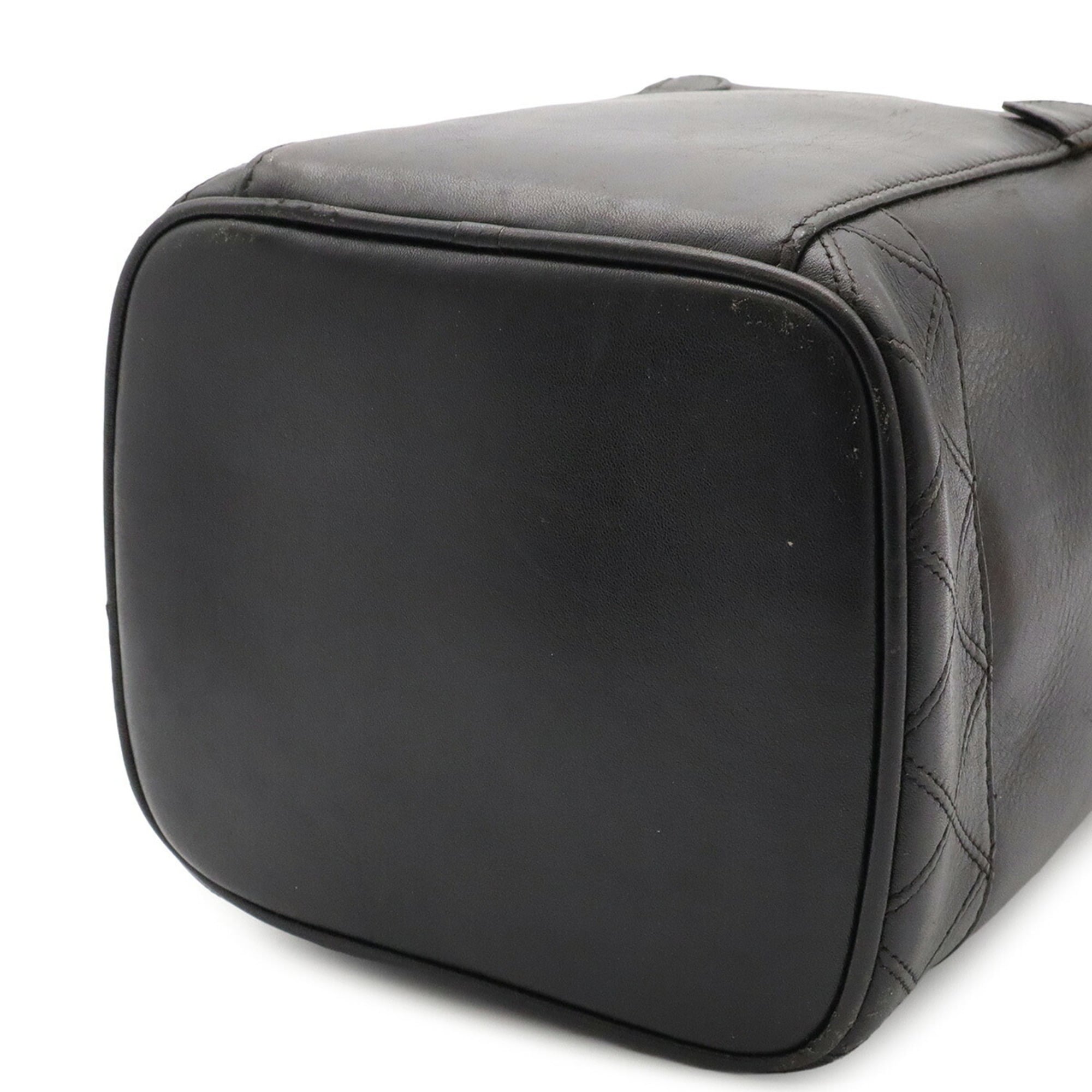 Chanel Bicolor Black Leather Handbag Pouch Vanity Bag (Pre-Owned)