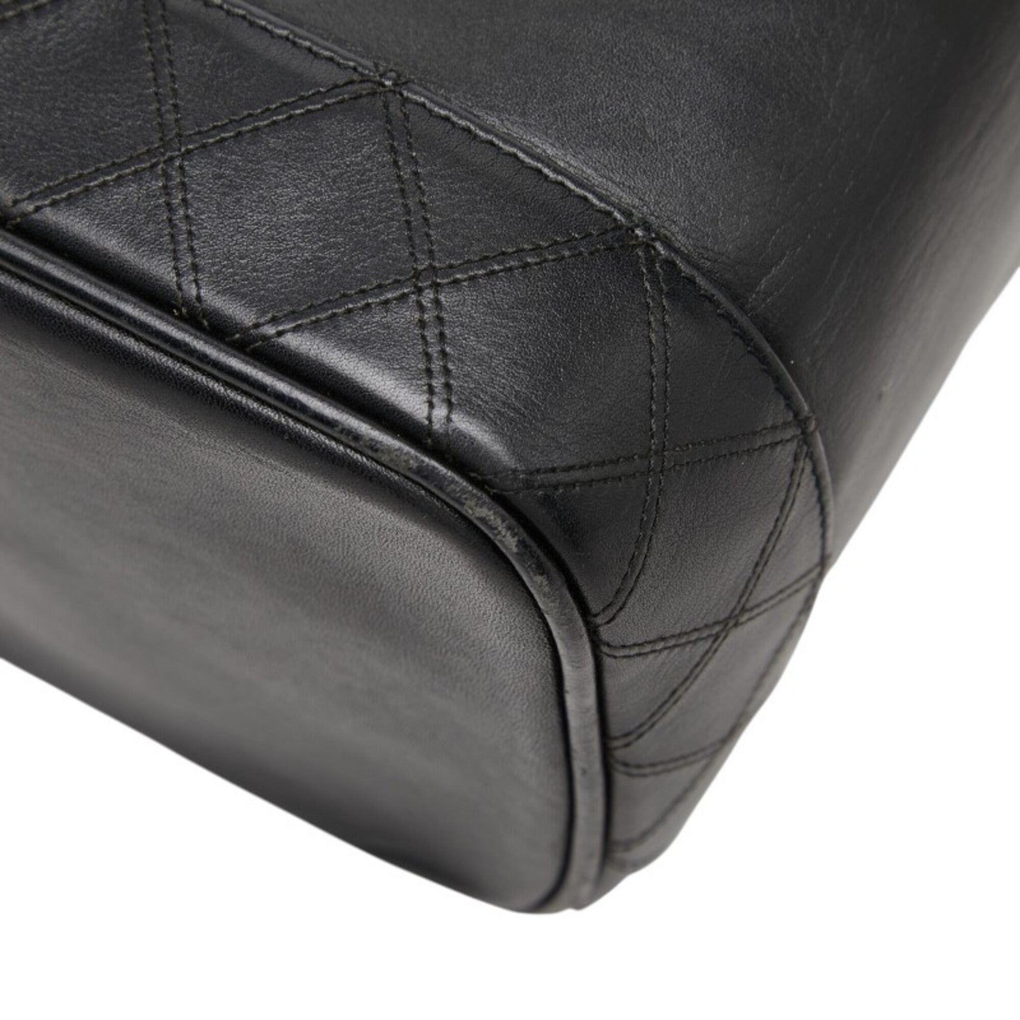 Chanel Black Leather Handbag Vanity Bag (Pre-Owned)