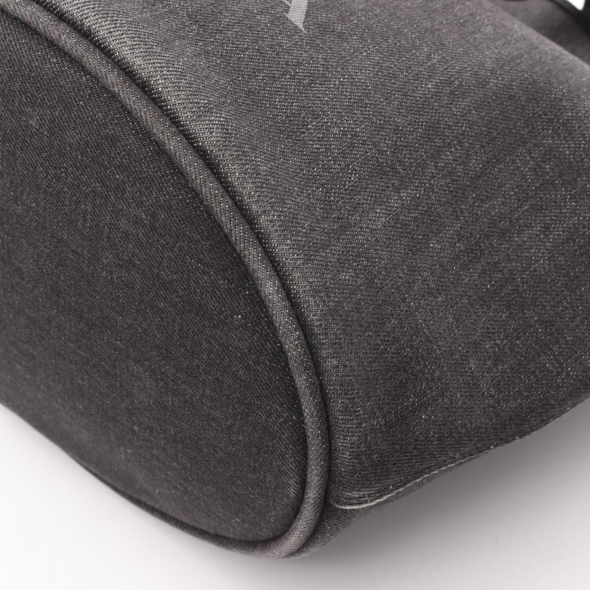 Prada Black Denim Leather Handbag Tote Bag (Pre-Owned)
