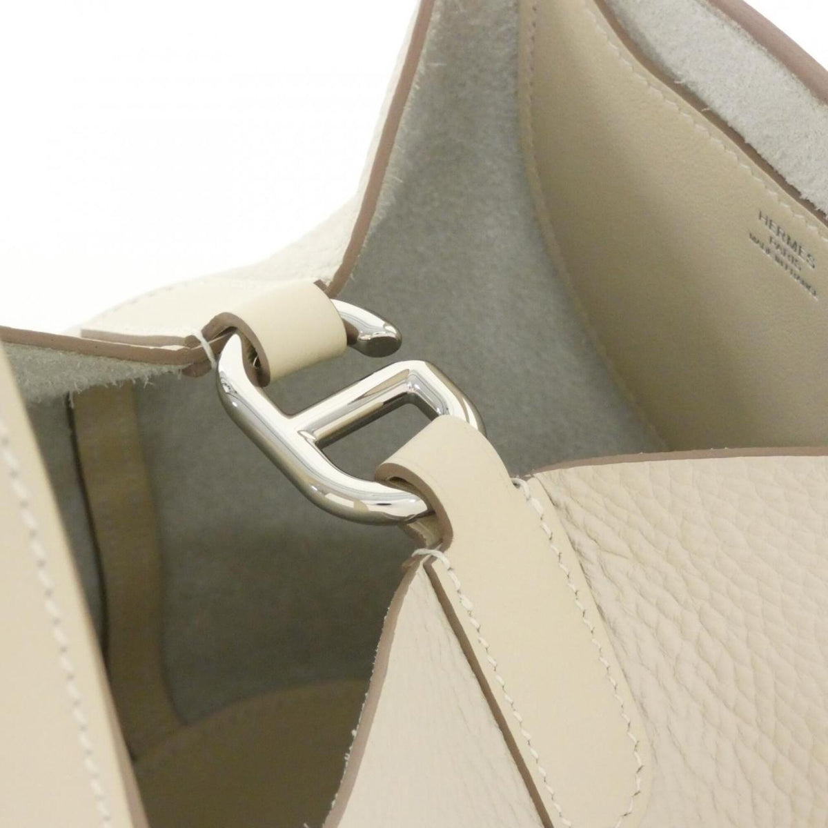 Hermes Beige Taurillon Clemence Leather Swift Leather Handbag (Pre-Owned)
