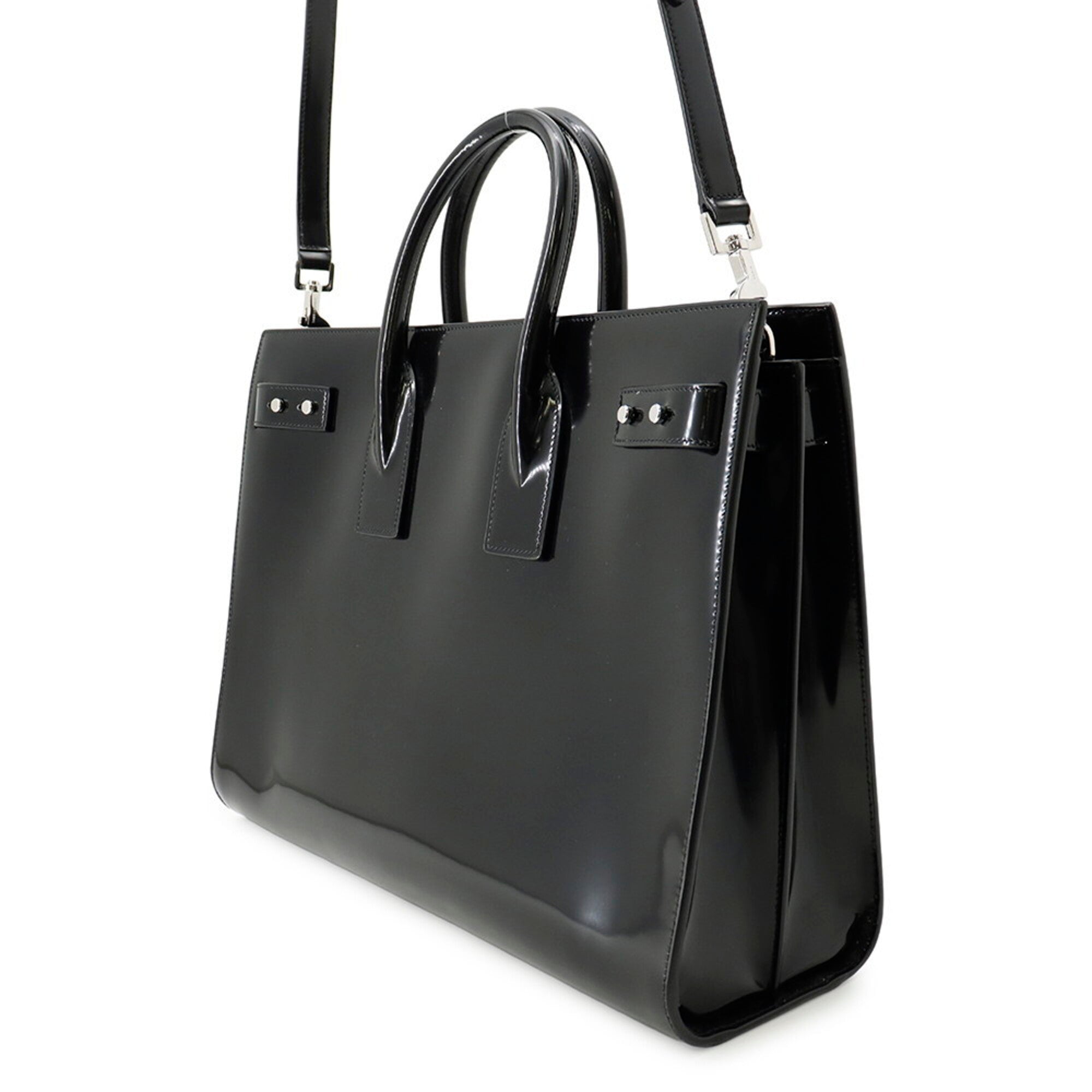 Yves Saint Laurent Black Patent Leather Handbag Pouch (Pre-Owned)