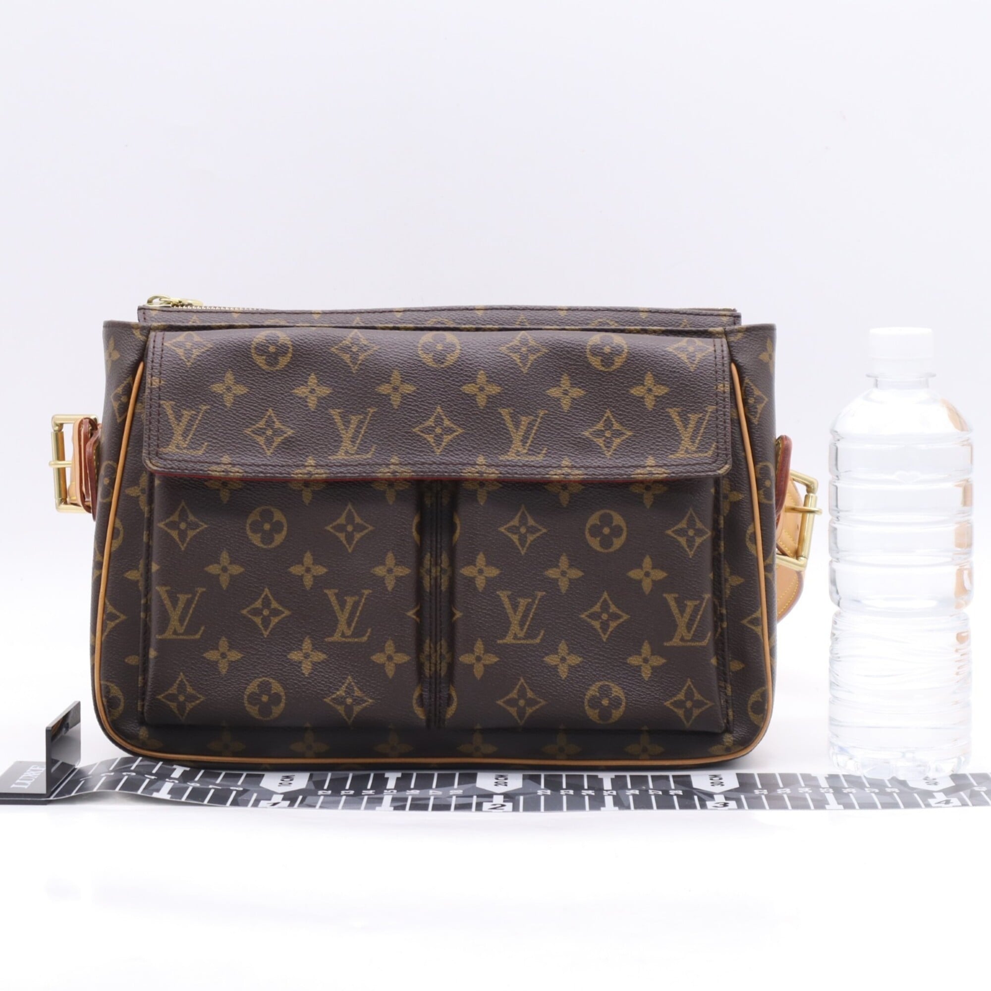Louis Vuitton Beige Brown Coated Canvas Leather Handbag (Pre-Owned)