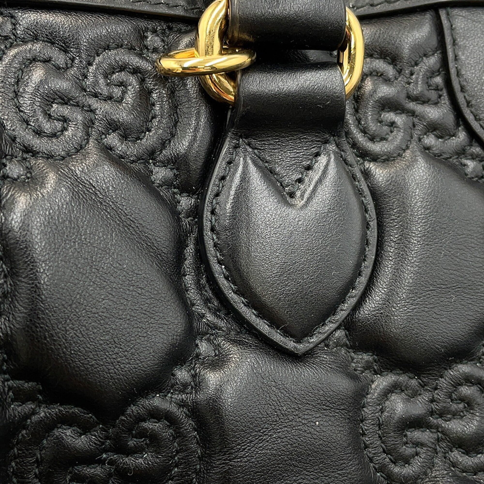 Gucci Black Leather Handbag Shoulder Bag (Pre-Owned)