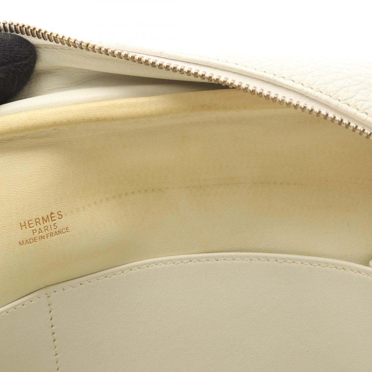 Hermes Orange Potiron White Taurillon Clemence Leather Leather Handbag (Pre-Owned)