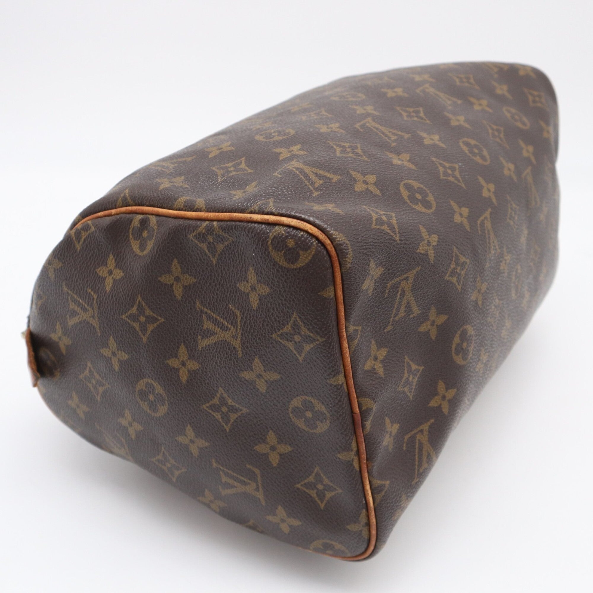 Louis Vuitton Beige Blue Brown Monogram Coated Canvas Leather Handbag (Pre-Owned)