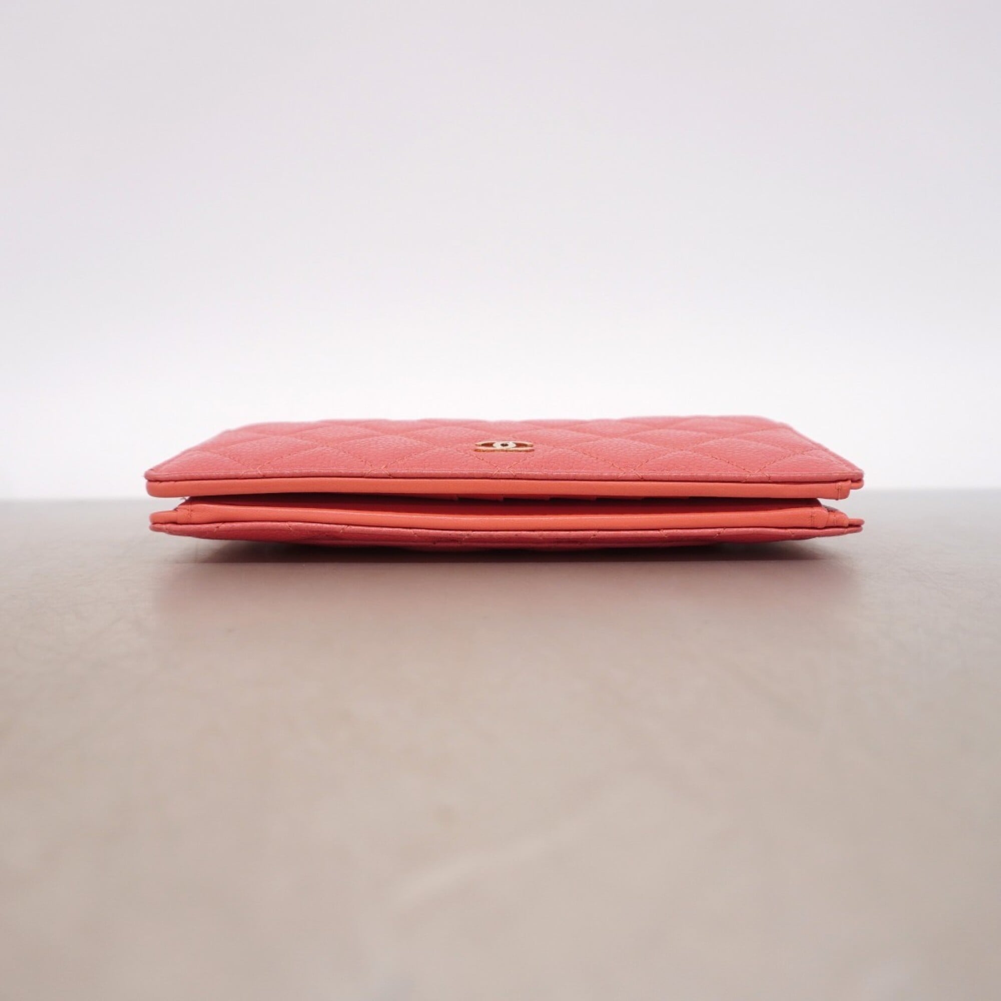Chanel Pink Grained Calfskin Long Wallet (Bi-Fold) (Pre-Owned)