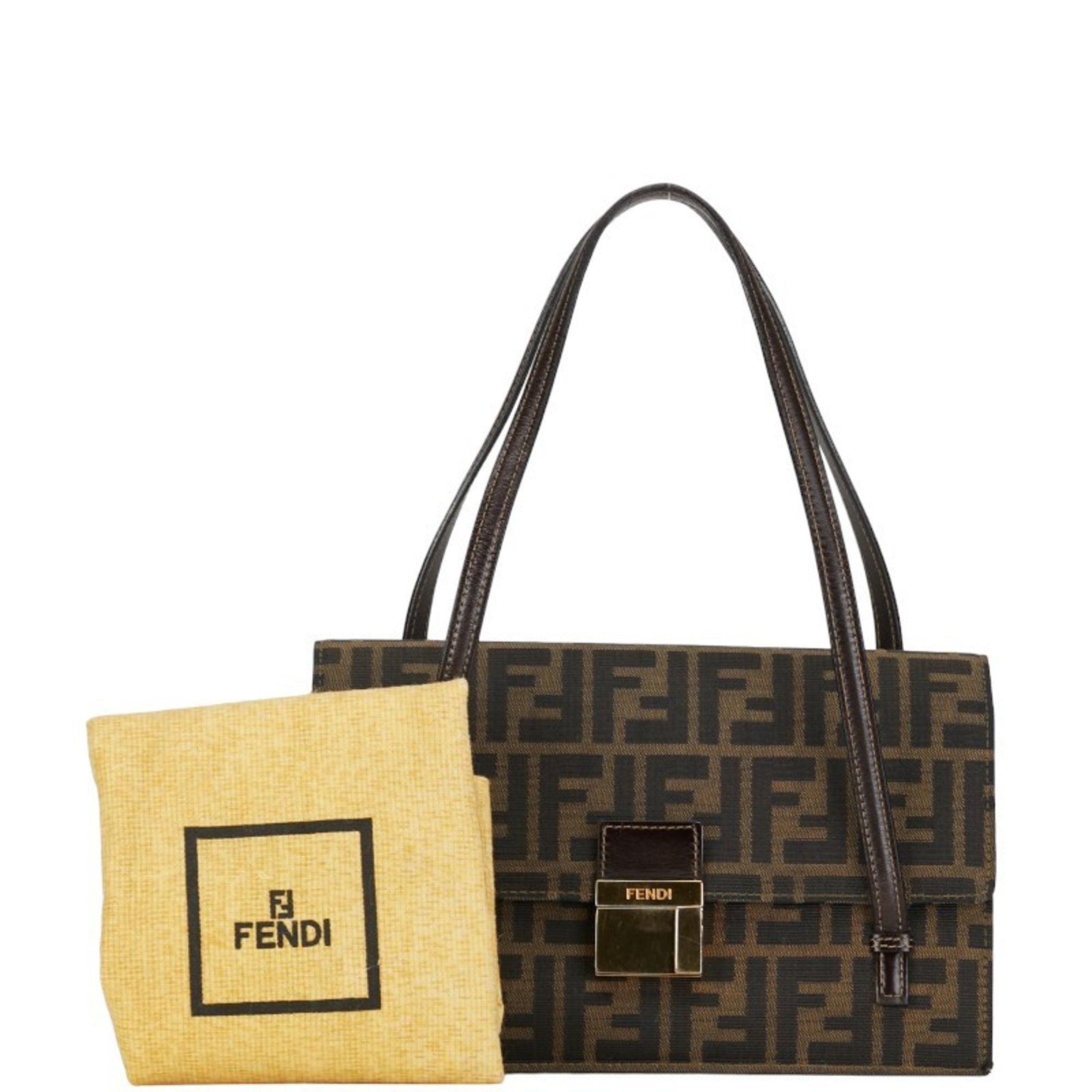 Fendi Brown Canvas Leather Handbag (Pre-Owned)