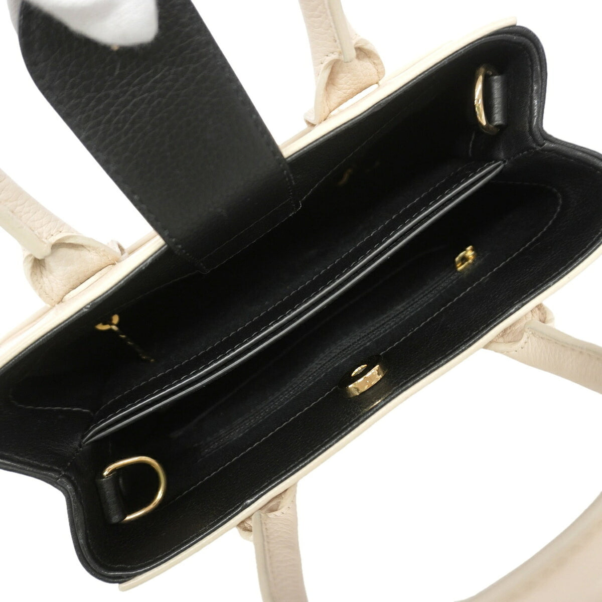 Chanel Beige Black Leather Handbag (Pre-Owned)