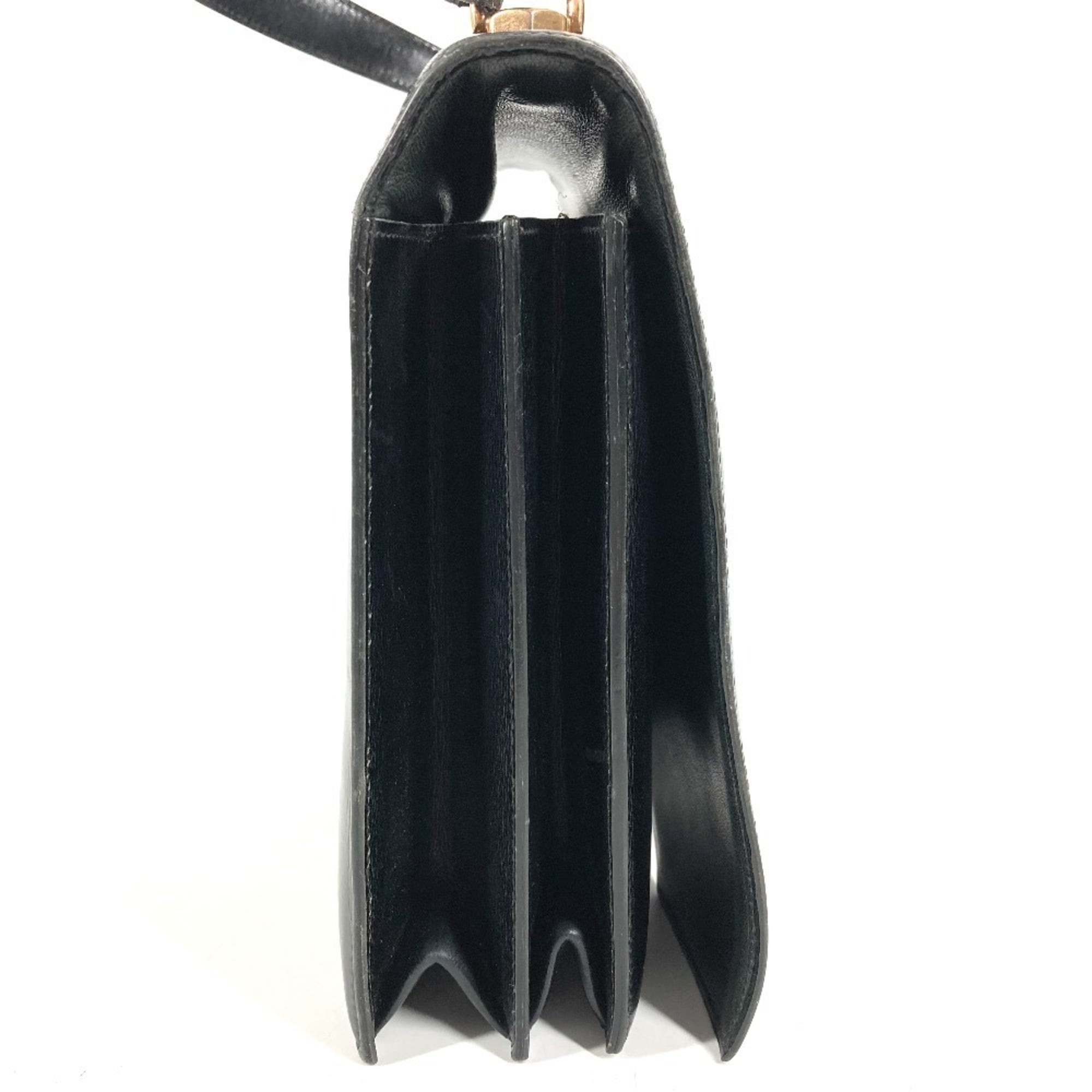 Hermes Black Box Calf Leather Handbag Tote Bag (Pre-Owned)