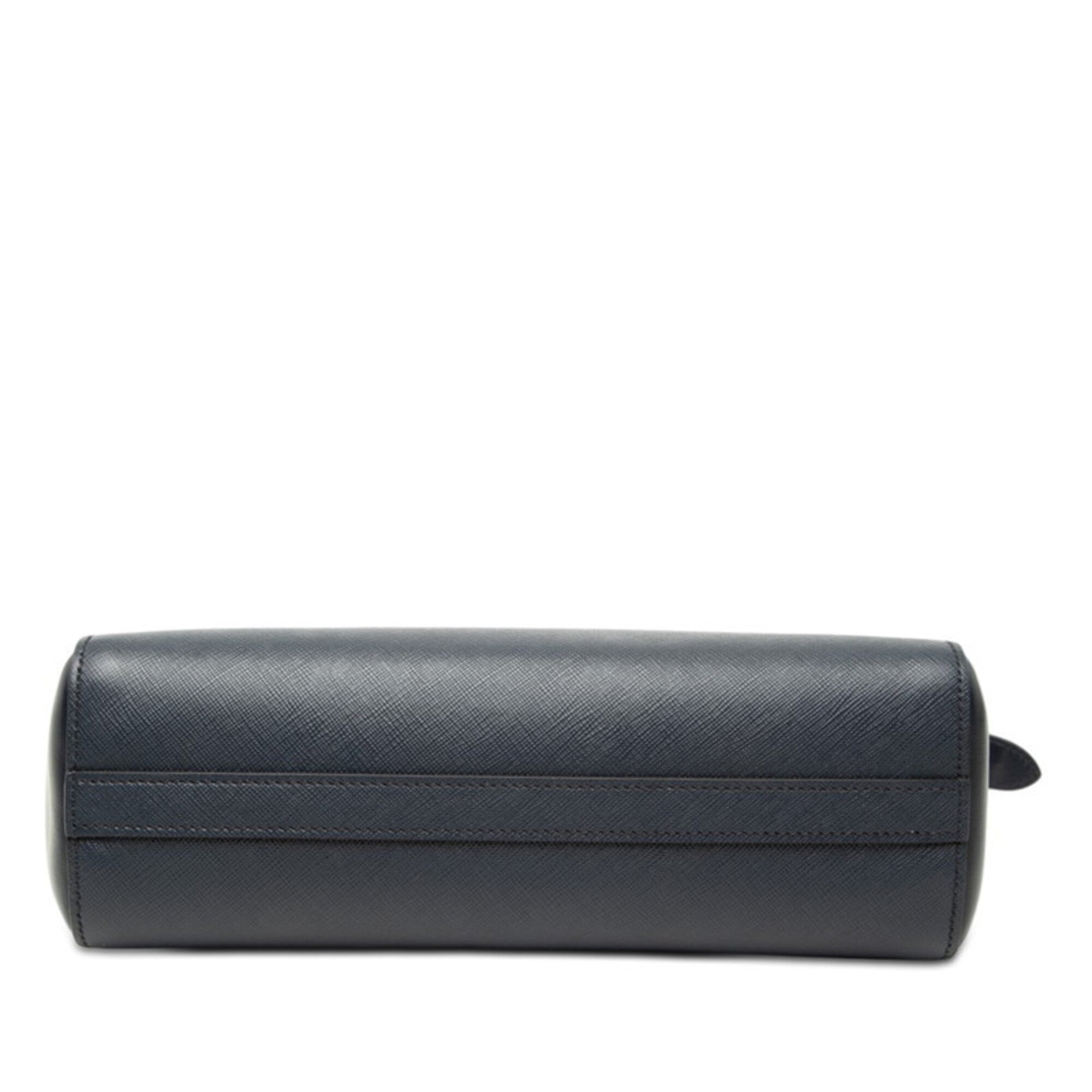 Prada Navy Leather Handbag Shoulder Bag (Pre-Owned)
