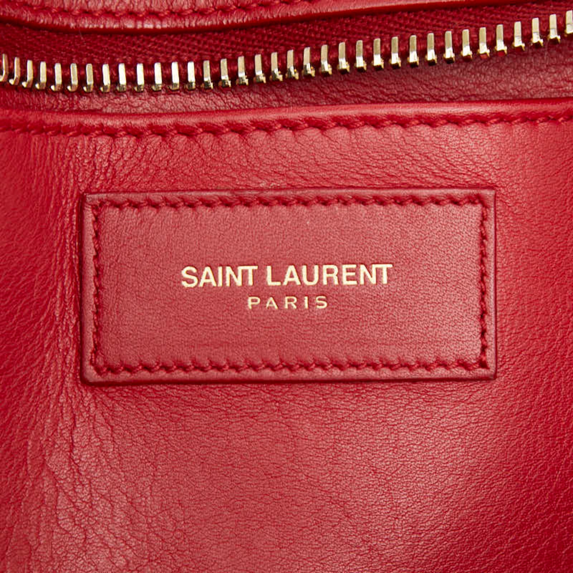 Saint Laurent Gold Red Color Leather Handbag Shoulder Bag (Pre-Owned)