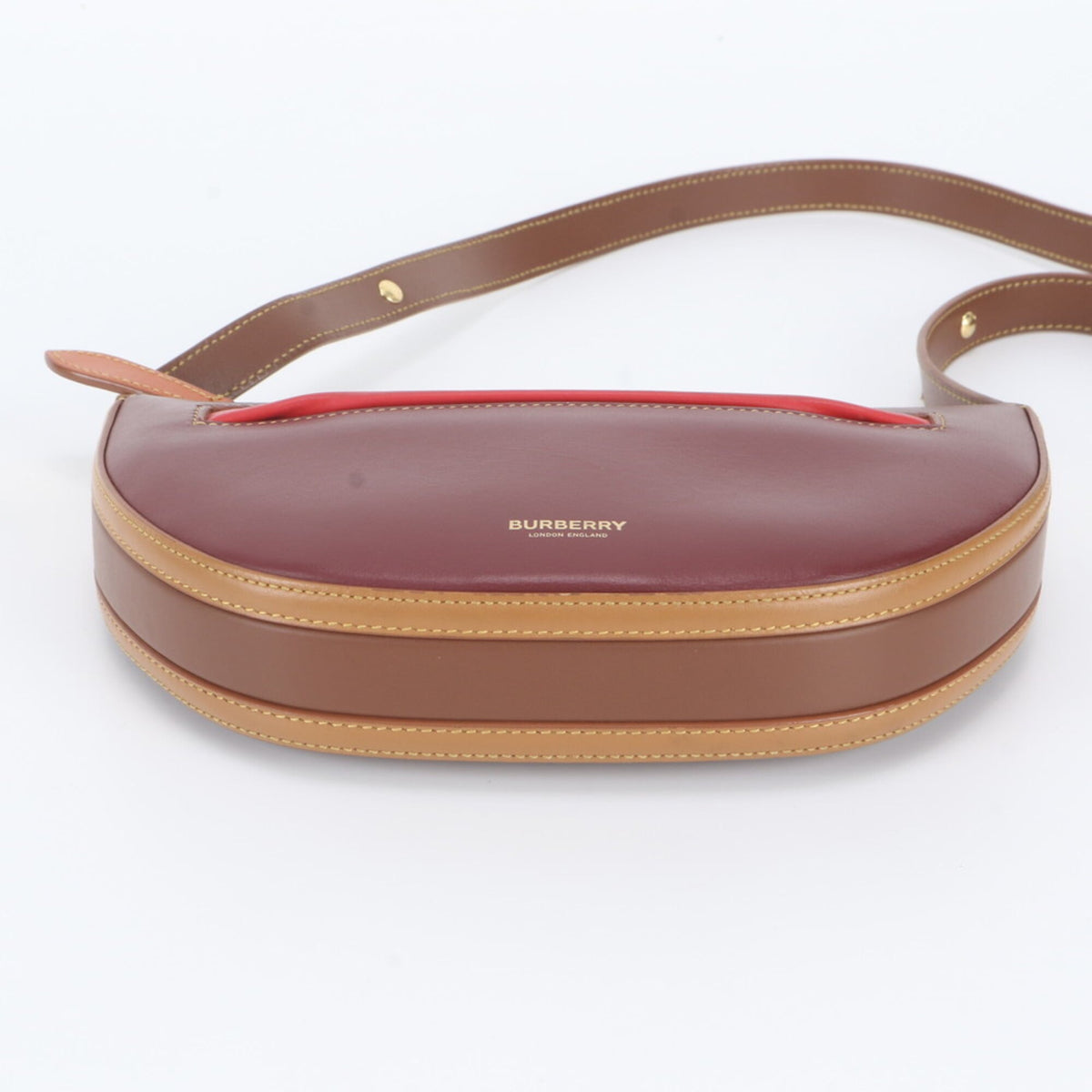 Burberry Brown Red Color Wine Leather Handbag Shoulder Bag Tote Bag (Pre-Owned)