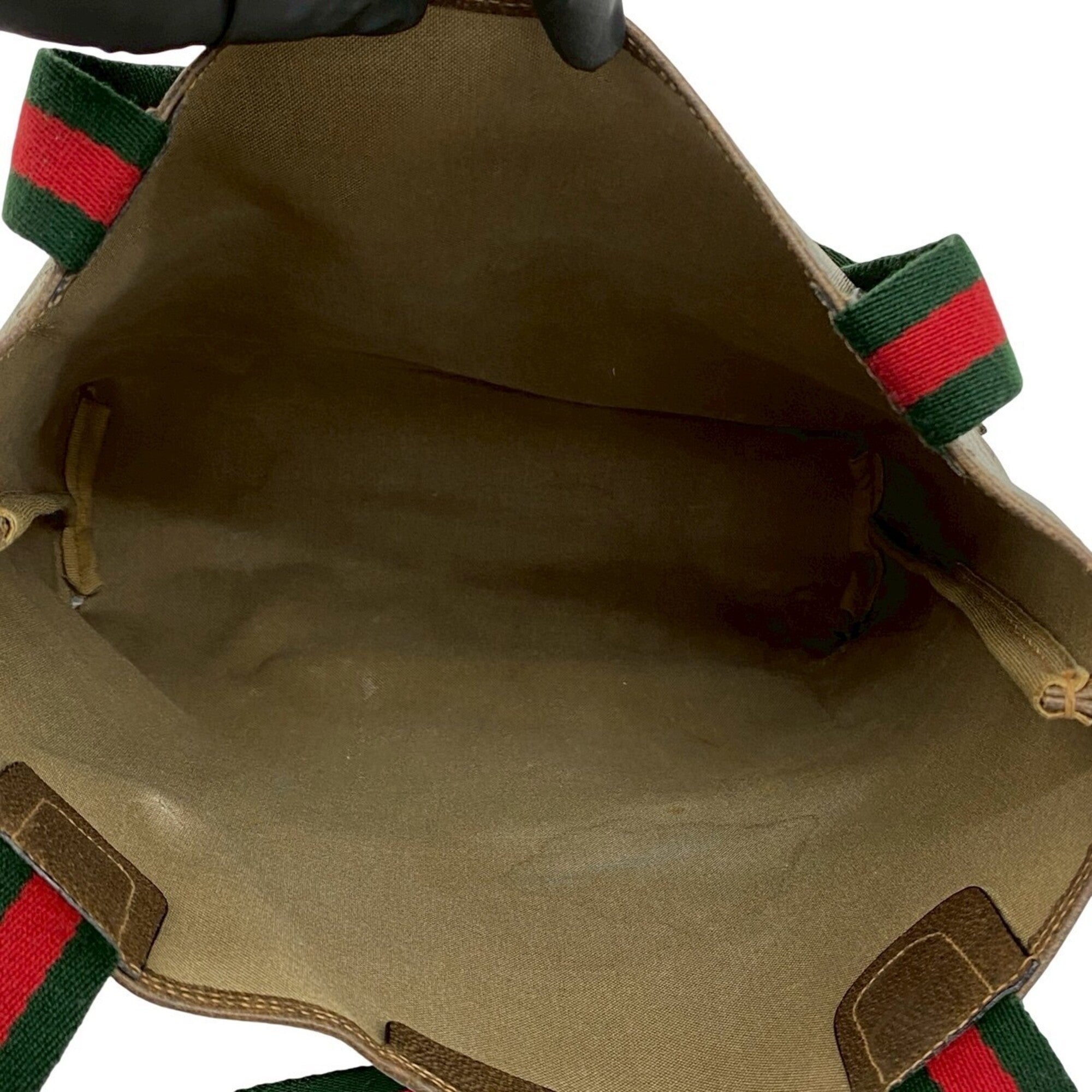 Gucci Brown Green Red Color Leather Pvc Handbag Tote Bag (Pre-Owned)
