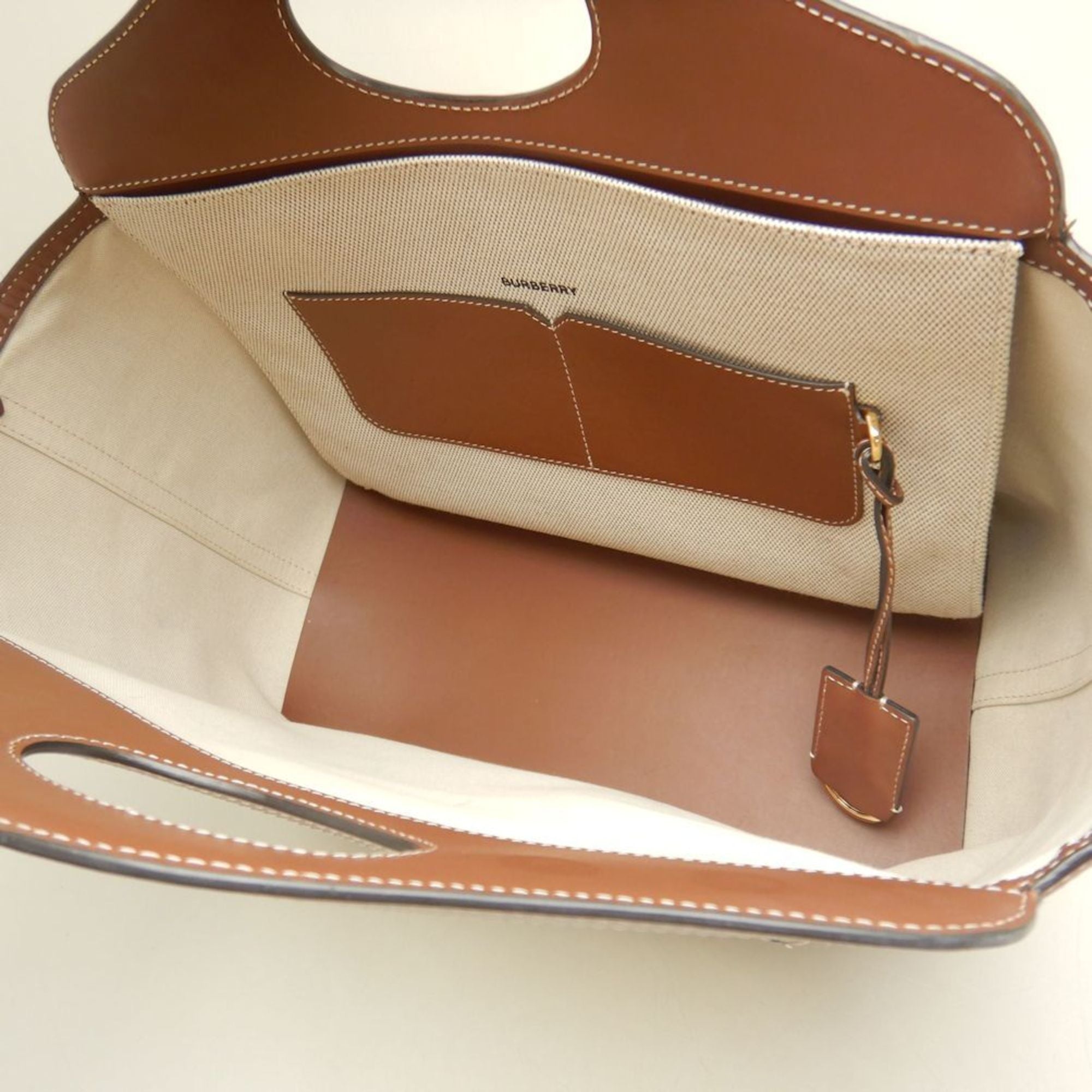 Burberry Gold Canvas Leather Tote Bag (Pre-Owned)